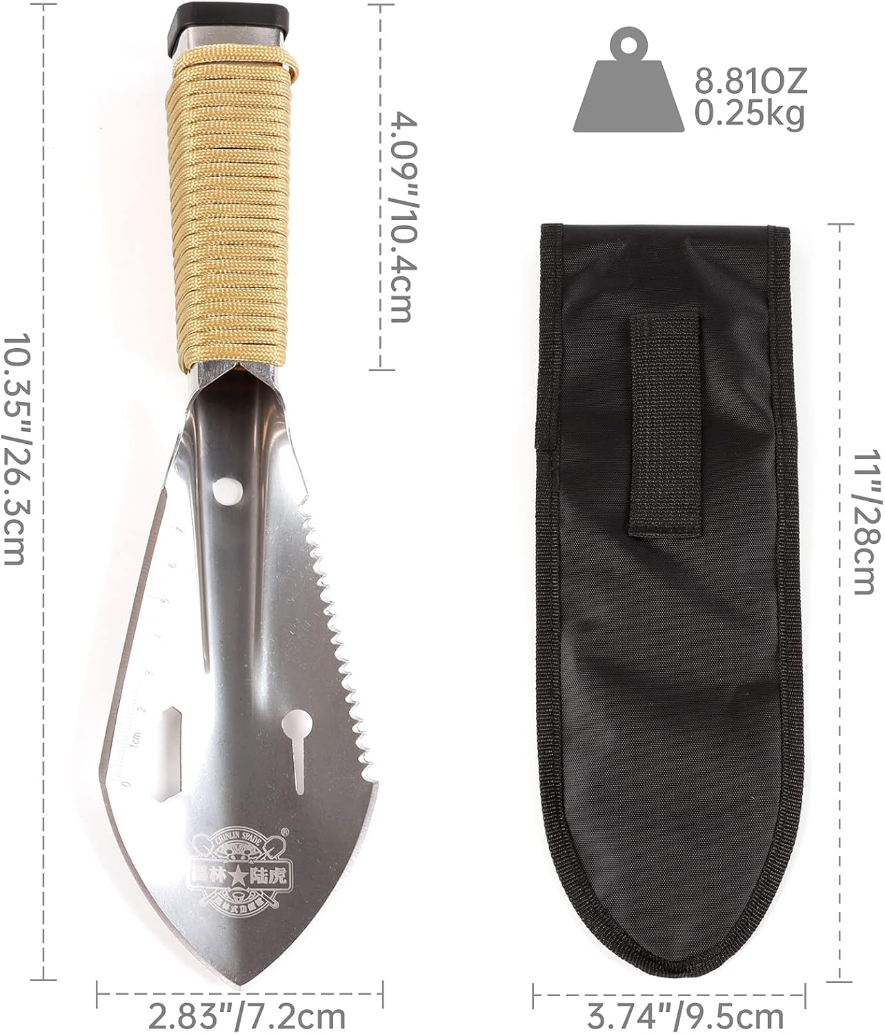 Valken Backpacking Trowel, Small Camping Hand Shovel Ultralight Survival Multitool