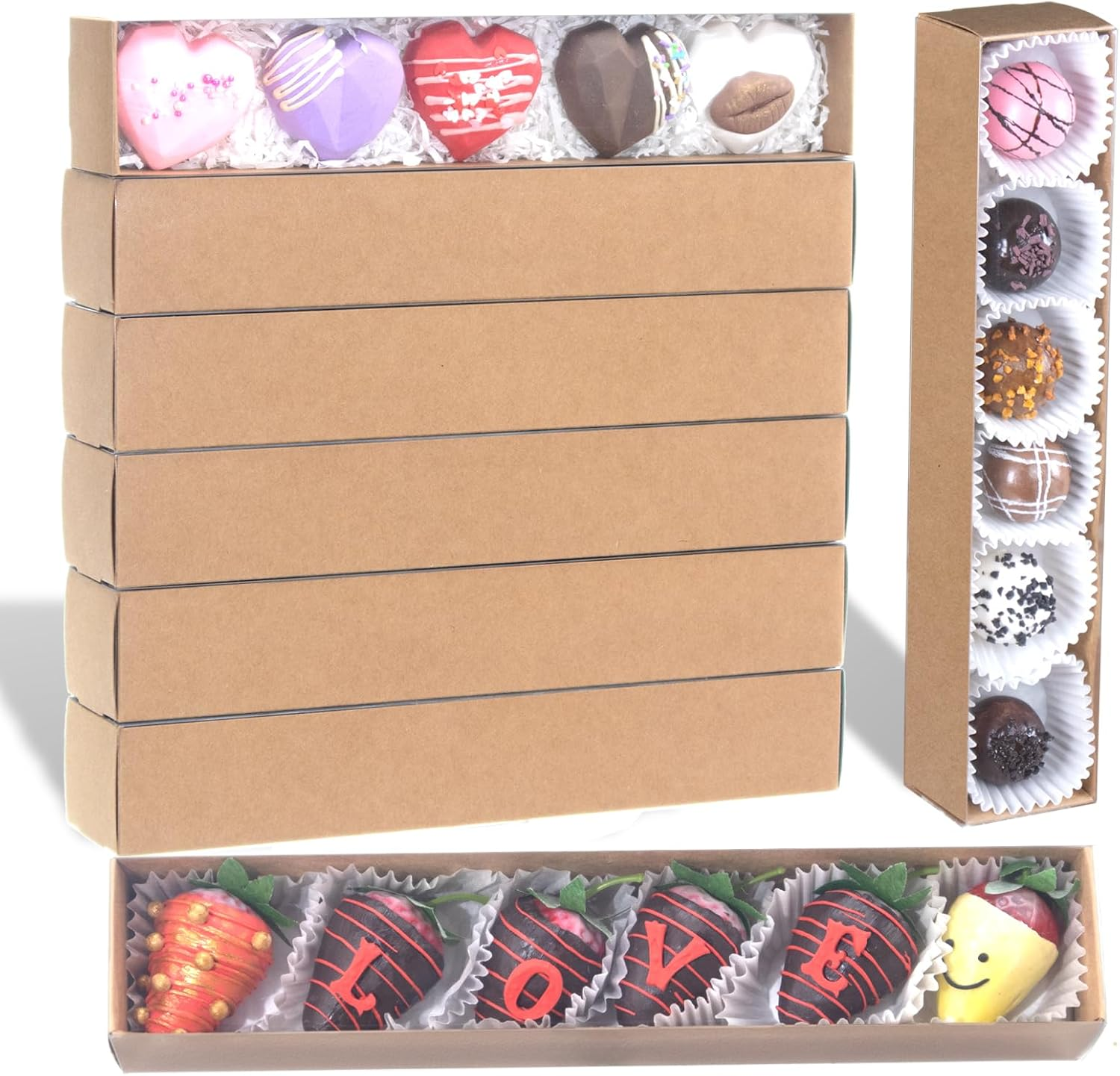 Slshepack 20Pack 12X2&frac14;X2 Inch Bakery Boxes for Chocolate Covered Strawberry,Macaron,Truffle, Cocoa Bombs, Cookie,Soap Boxes