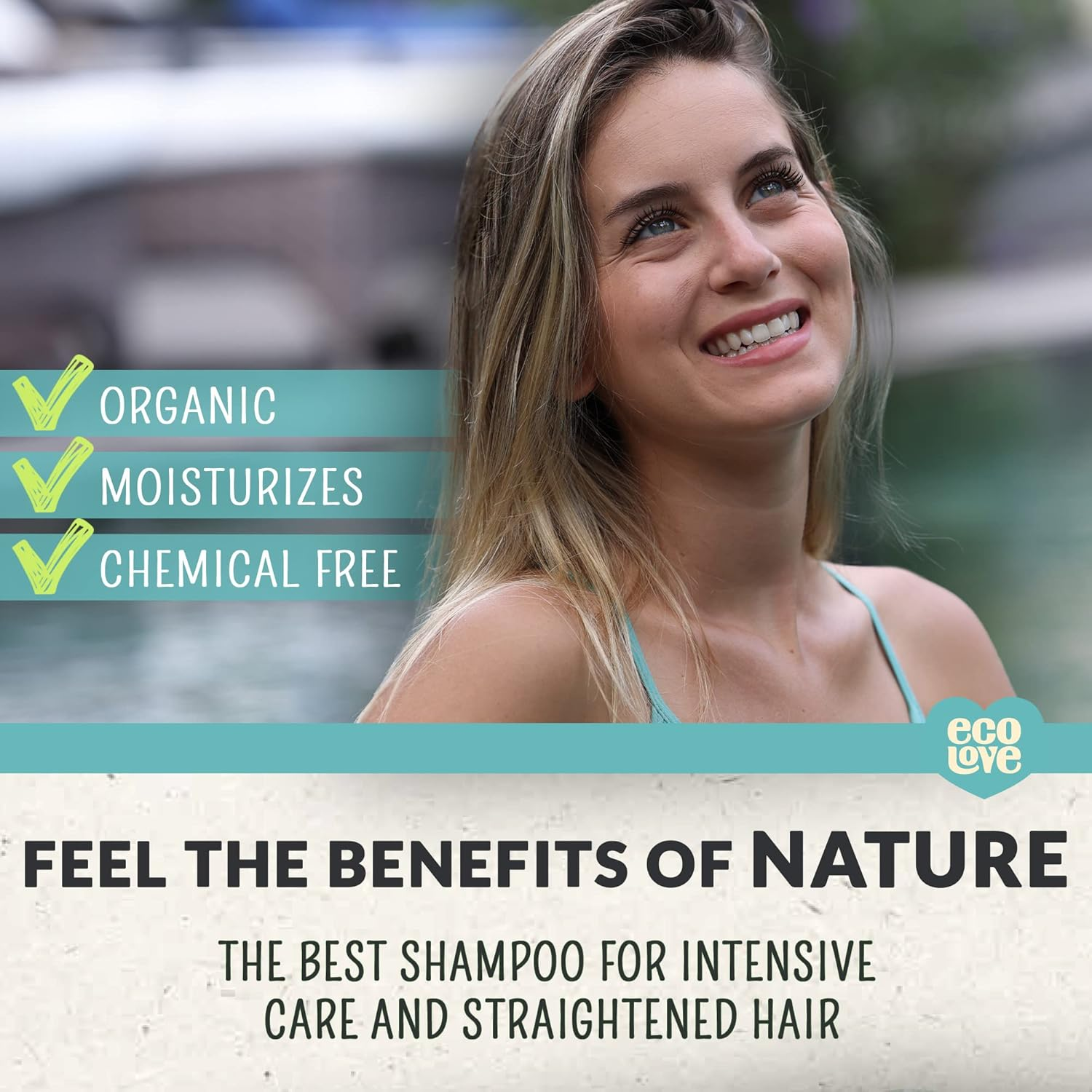 Ecolove &ndash; Natural Shampoo for Chemically Straightened Hair and Dry Damaged Hair &ndash; No SLS or Parabens - with Natural Moroccan Oil Extract - Vegan and Cruelty-Free Hair Treatment, 17.6 Oz image number 2