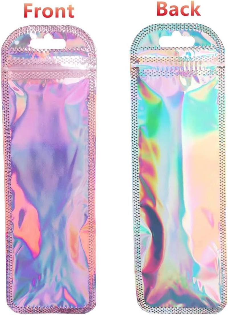 Gyorwst 100Pc Resealable Holographic Pen Smell Proof Pouch Zipper Closure Beadable Packaging Bags for Pen Sealable Storage Bag image number 4