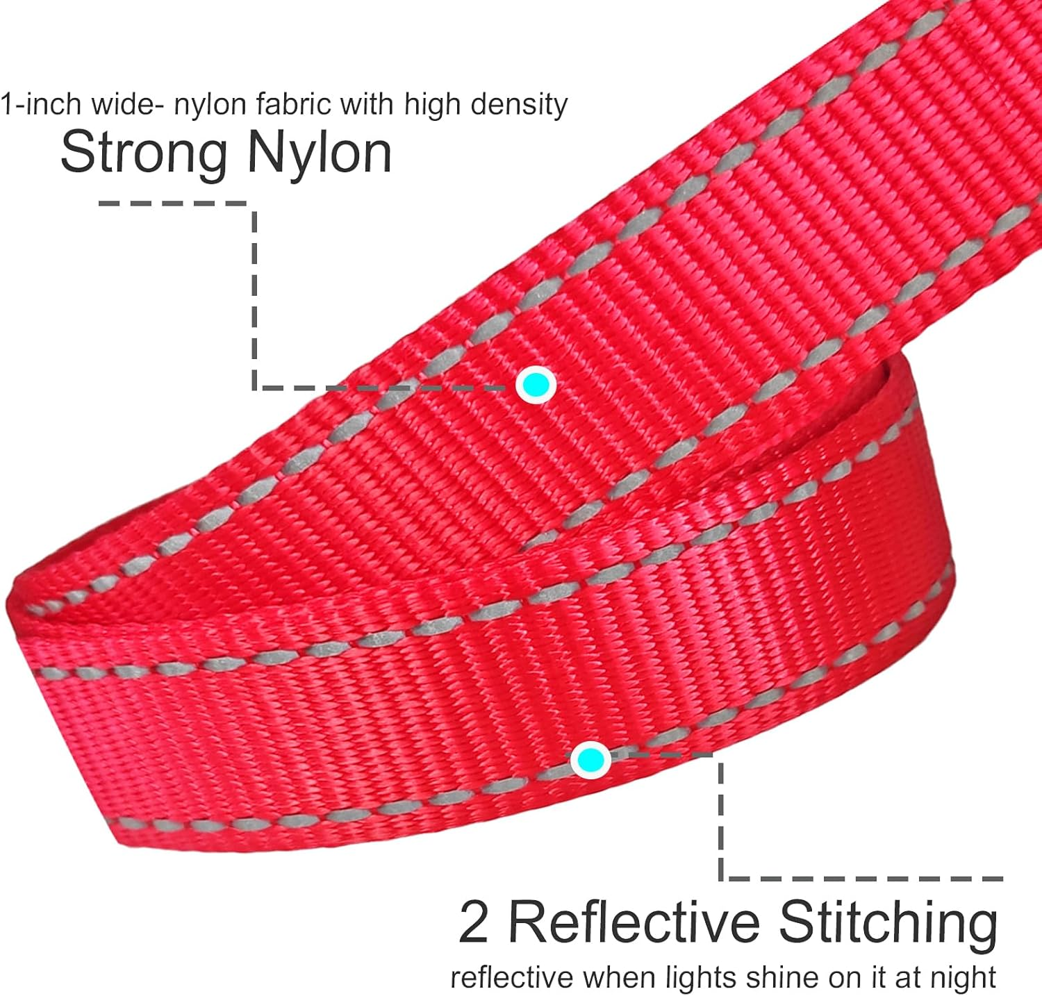 SEPXUFORE 10 FT Traffic Leash with 2 Handle Dog Leash Reflective, Easy Control Training Walking Nylon Two-Double Handle Dog Leash for Large Medium Dogs and Pullers image number 1