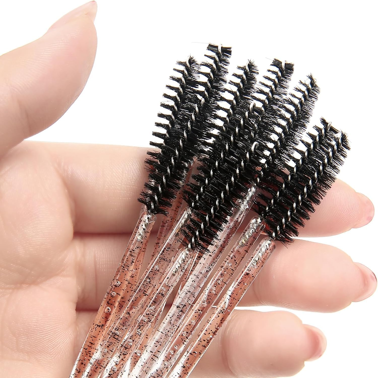 50 PCS Disposable Mascara Brushes Disposable Makeup Brush with Container Mascara Wands Makeup Brushes Applicators Kits for Eyelash Extensions and Eyebrow Brush (Crystal Black)