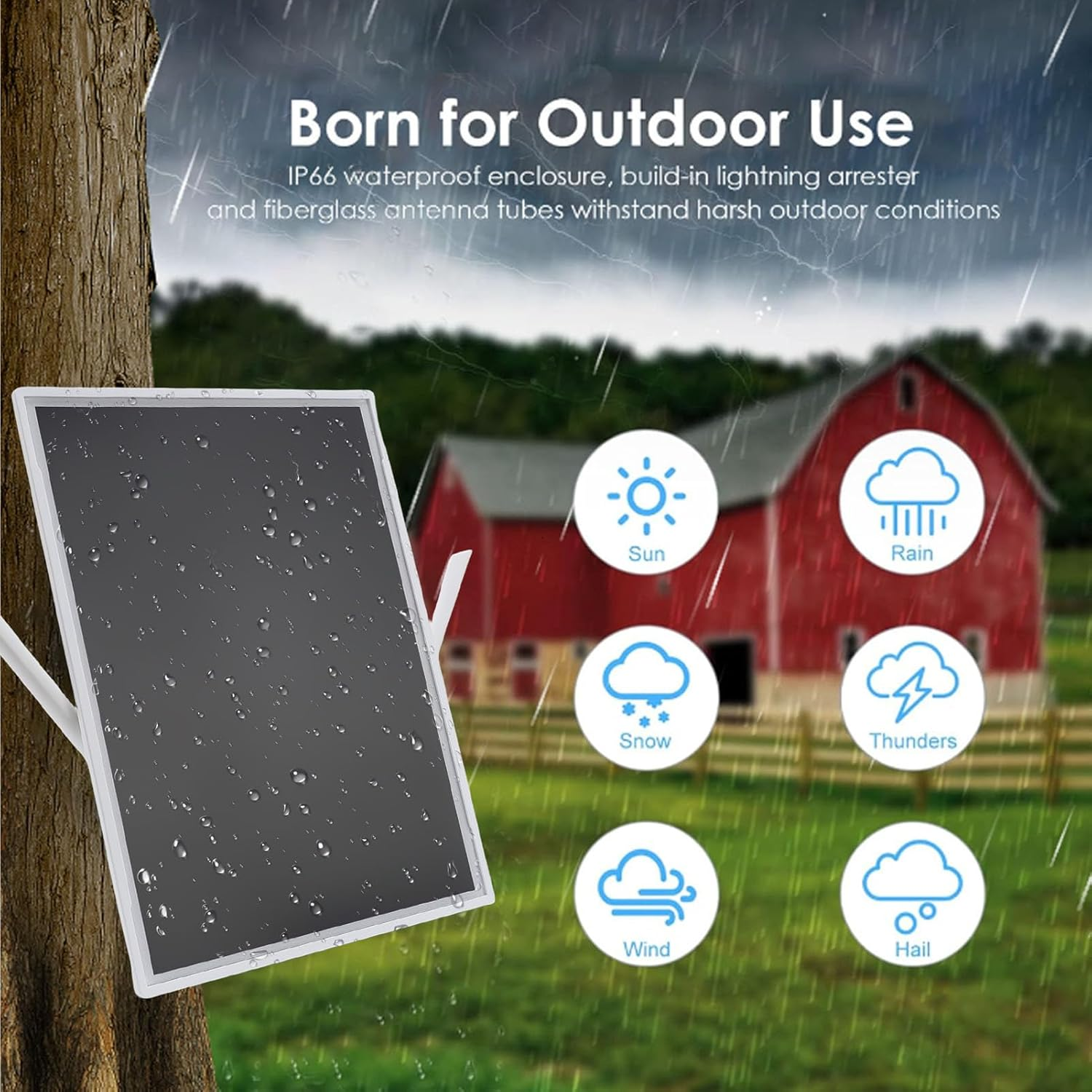 Solar Wifi Extender Signal Booster Outdoor, 328.1Ft Long Range, 2.4G Wifi Repeater 300Mbps, 15W Solar Panel with 20000Mah Battery, Supports 15 Devices for Outdoor Camping RV image number 2