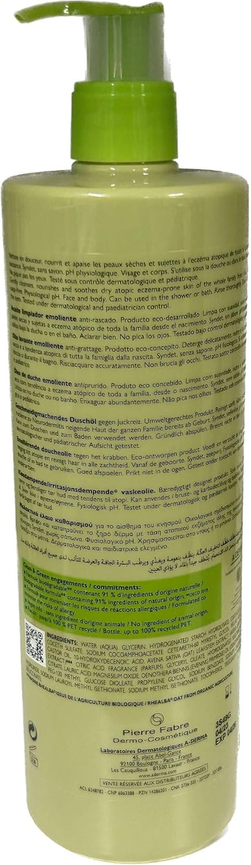 Aderma Exomega Control Emollient Cleansing Oil Anti-Scratching 750Ml image number 2