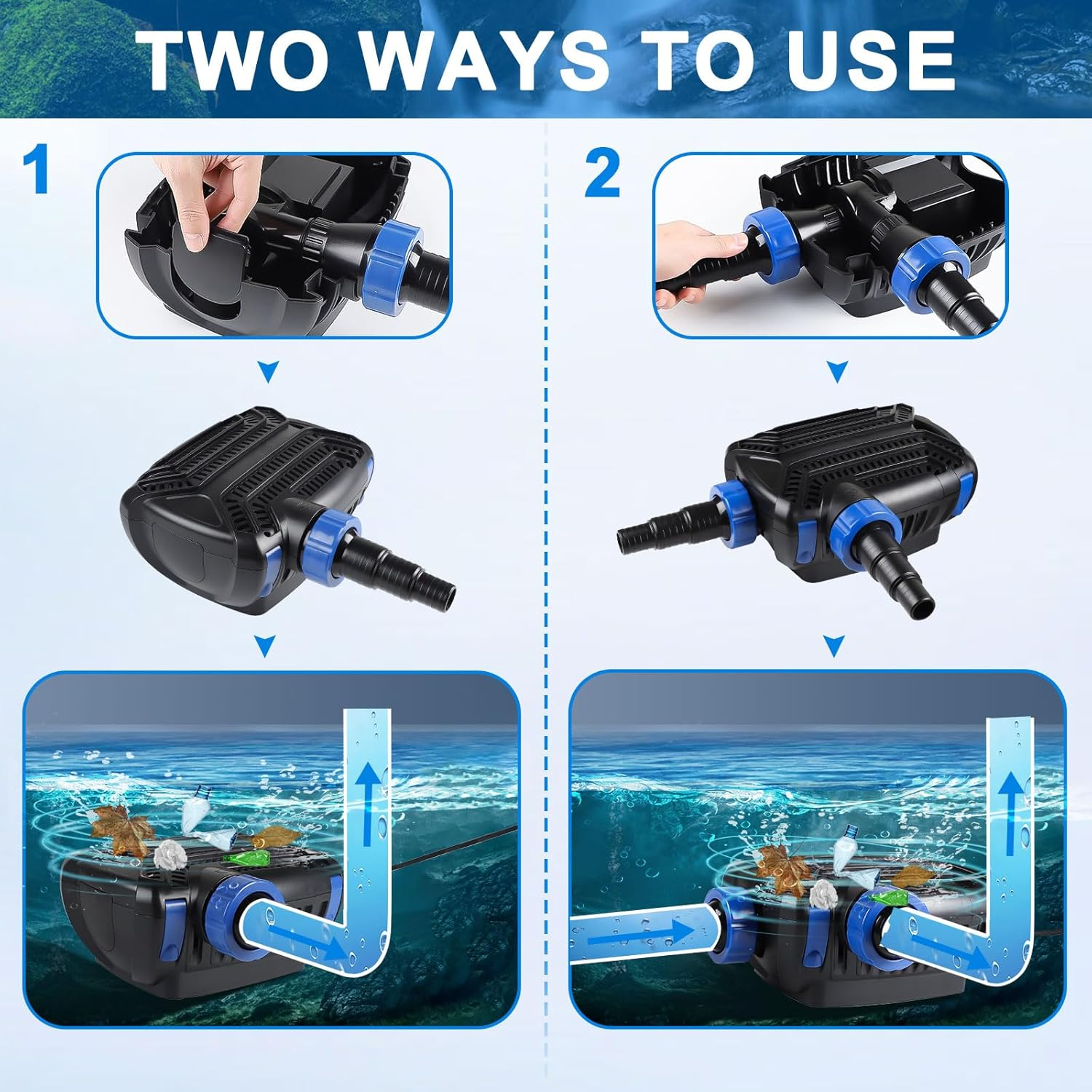 Super ECO Pond Pump 10W Max 3000L/H Outdoor Fountain Pump Aquarium Pump Submersible Pomp Fountain Water Pomp with Filter & Cable 10 M Saving Pump for Swimming Pools, Streams, Pond