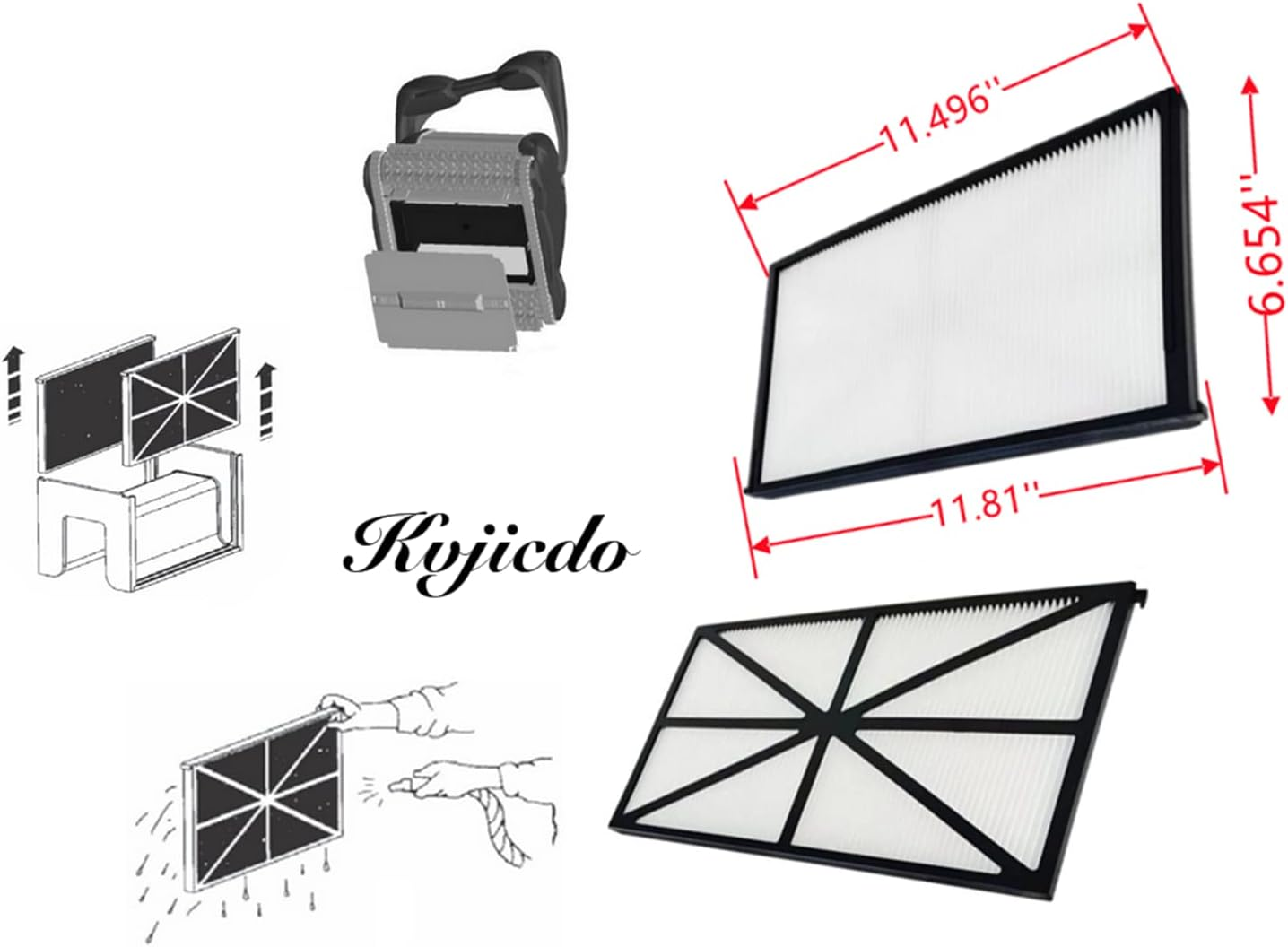 RCX70101 Filter Cartridge Refill Kit Set Compatible with Hayward Tiger Shark Pool Vacuum Rep 827261 RCX70101PAK2 (4 Pack) image number 4