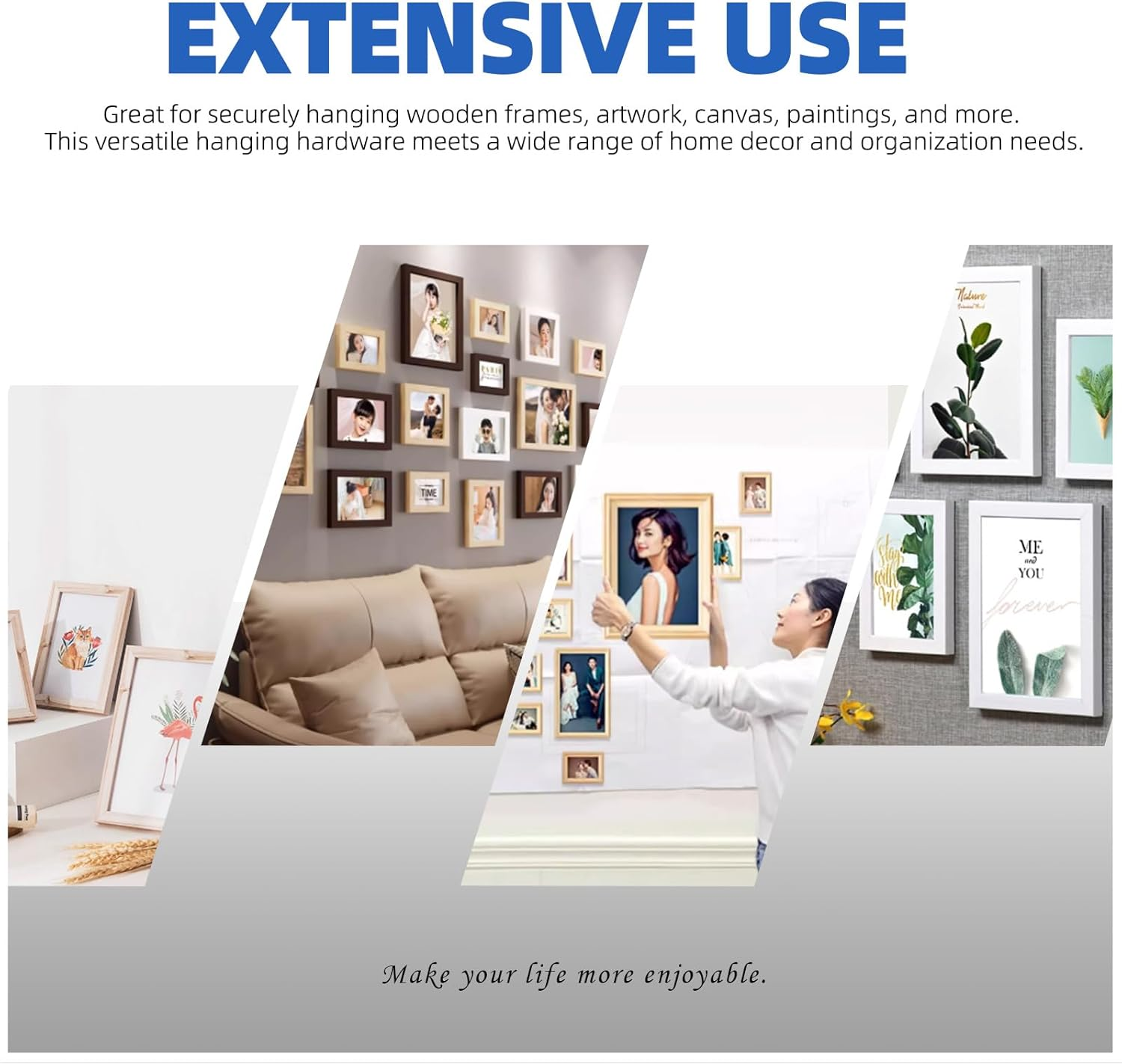 Glarks 401Pcs Silver Picture Hanging Kit, Include 50Pcs Sawtooth Picture Frame Hangers, 50Pcs Frame Turn Buttons, 50Pcs D Ring Picture Hangers, 250Pcs Screws and 1Pcs Screwdriver for Hanging Photo image number 2