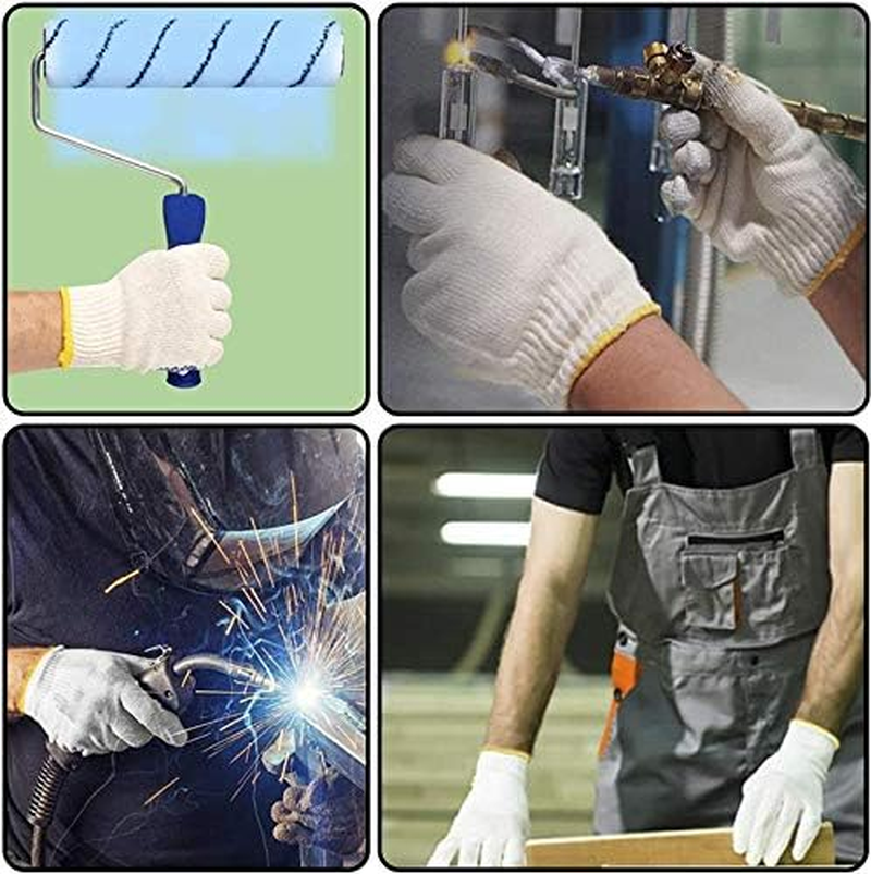 Work Gloves 12 Pairs-Cotton Polyester String Knit Work Gloves for Mechanic Industrial Warehouse Gardening BBQ Construction Painter Men & Women（Large-Thick-Economic) $1.58 per Pair