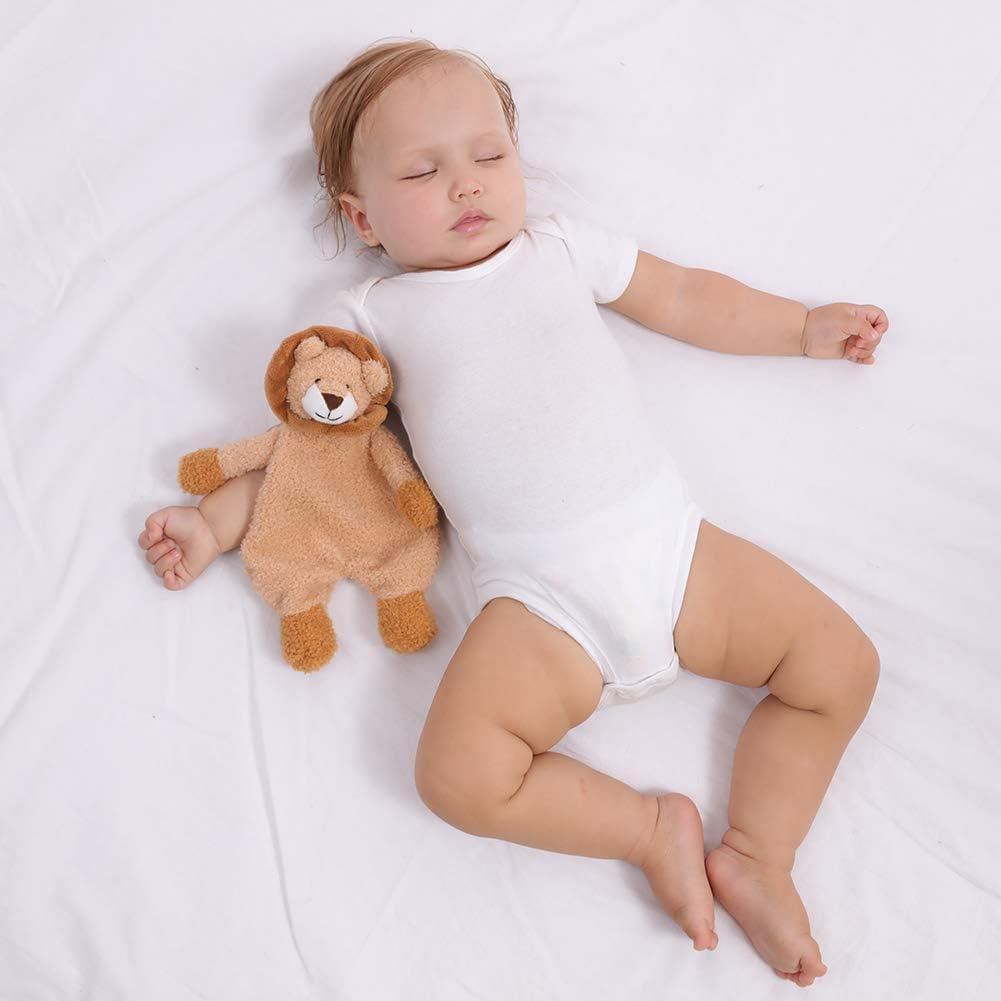 Apricot Lamb Snuggler Plush Infant Stuffed Animals Hug Lion Security Blanket Plush Baby Lovey (Hug Lion, 10Inches) image number 3
