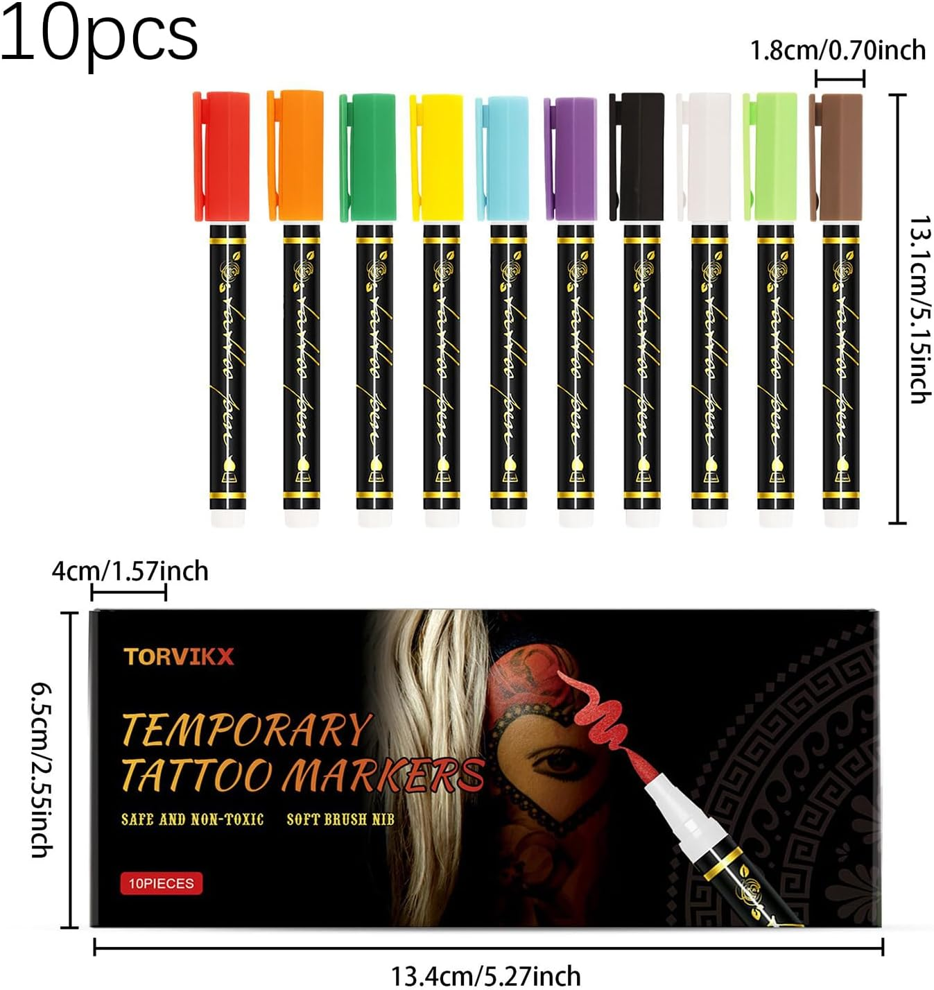 Body Marker,10 Colors Skin-Friendly Face Paint,High-Definition Skin Markers - for Kids Adults Birthday Party Cosplay Festival Makeup Role-Playing Gathering image number 6