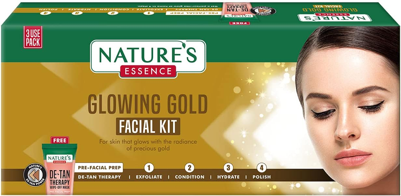 Nature'S Essence Glowing Gold Facial Kit (60Grams+15Ml) image number 3
