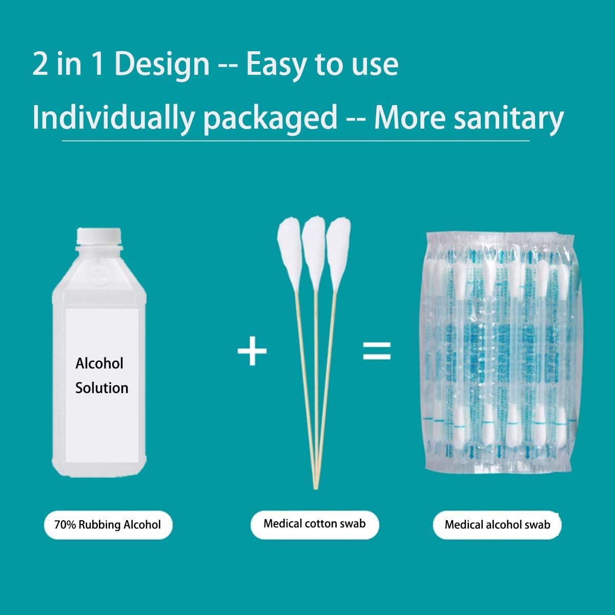 PNANA 150 - Alcohol Swabs Cotton Swabsticks First Aid Kit Individually Wrapped for Rubbing Bruise Sanitizer Trave