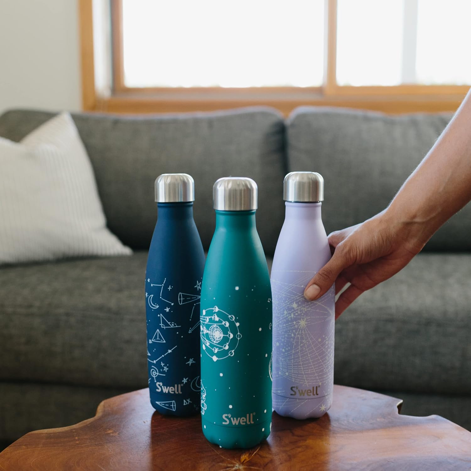 S'Well Stainless Steel Water Bottle 17 Ounces Celestial Green Triple Layered Vacuum Insulated Containers Keeps Drinks Cold for 36 Hours and Hot for 18 Perfect for on the Go