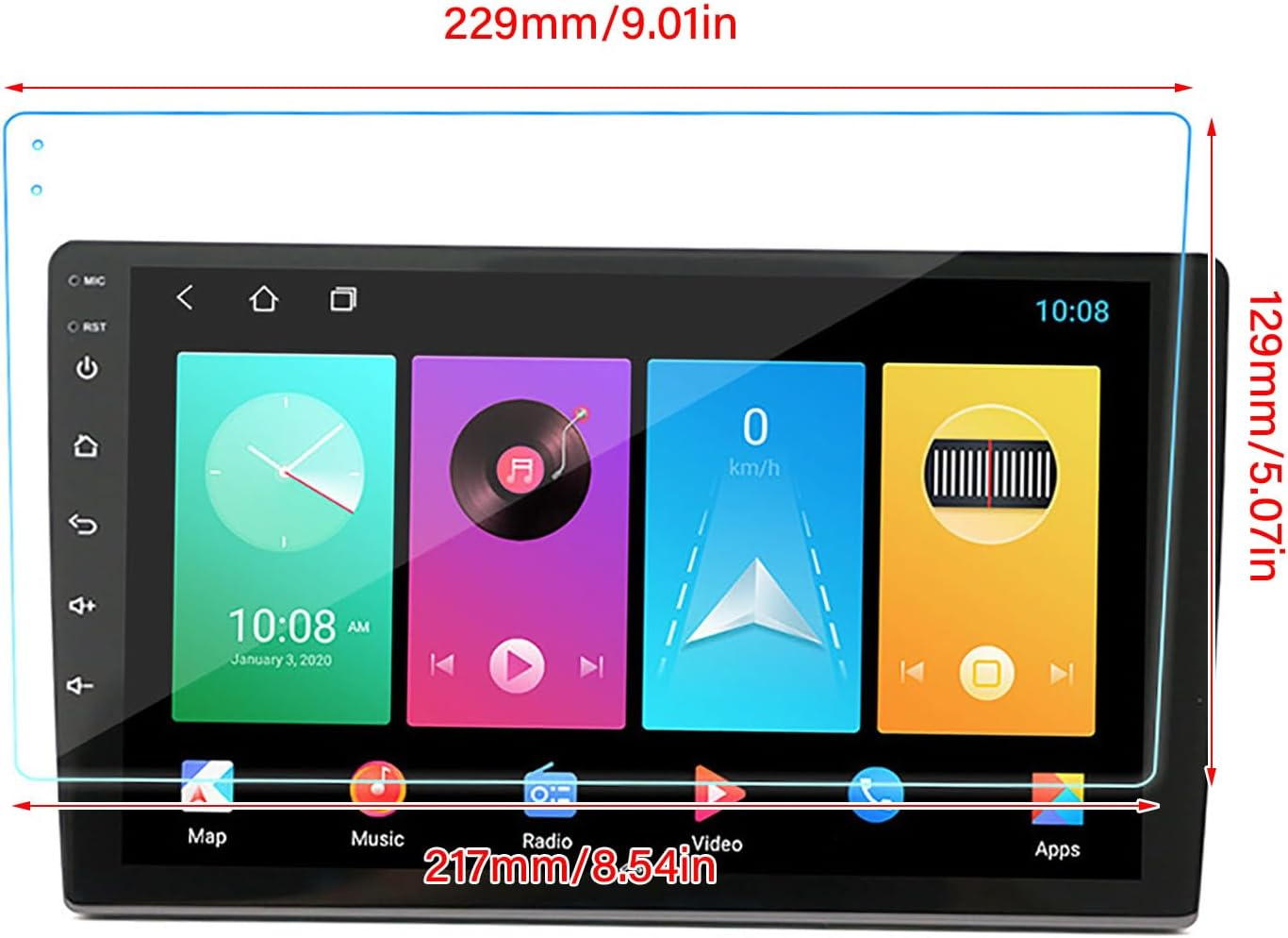 Car Touch Screen Tempered Glass Film, Clear Image Navigation Screen Protector, Easy to Use, Car Protective Film (9 Inch) image number 1