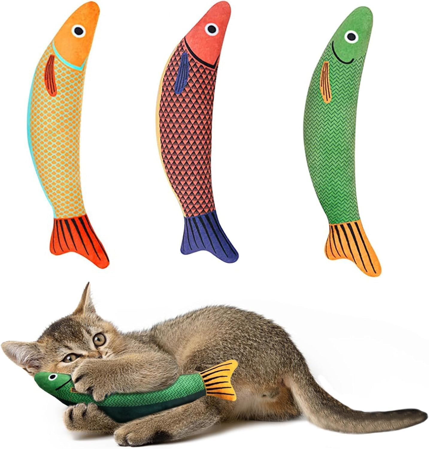 Catnip Toys Cat Fish Plush Toys, Cats Chew Toys for Indoor Kitten Kitty, Cat Interactive Toys Cat Teething Chew Toy Bite Resistant