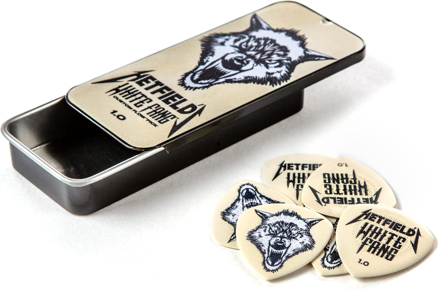 Jim Dunlop Hetfield'S White Fang Custom 1.0Mm Flow Guitar Pick Tin (PH122T100)