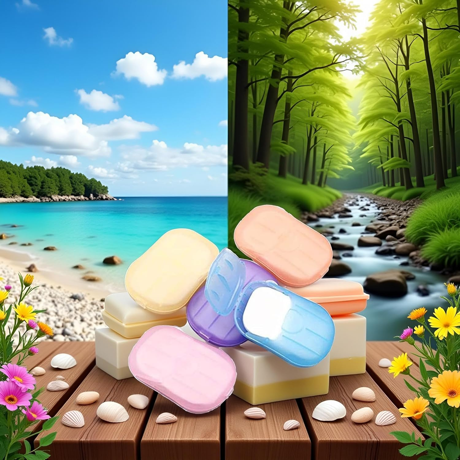 Tustao 500 Sheets Disposable Soap Paper 5 Boxes Hand Cleaner Fragrance Mini Color Soap Paper for School Indoor, Outdoor, Travel, Camping Hiking, Camping Soap, Soap Sheets image number 6