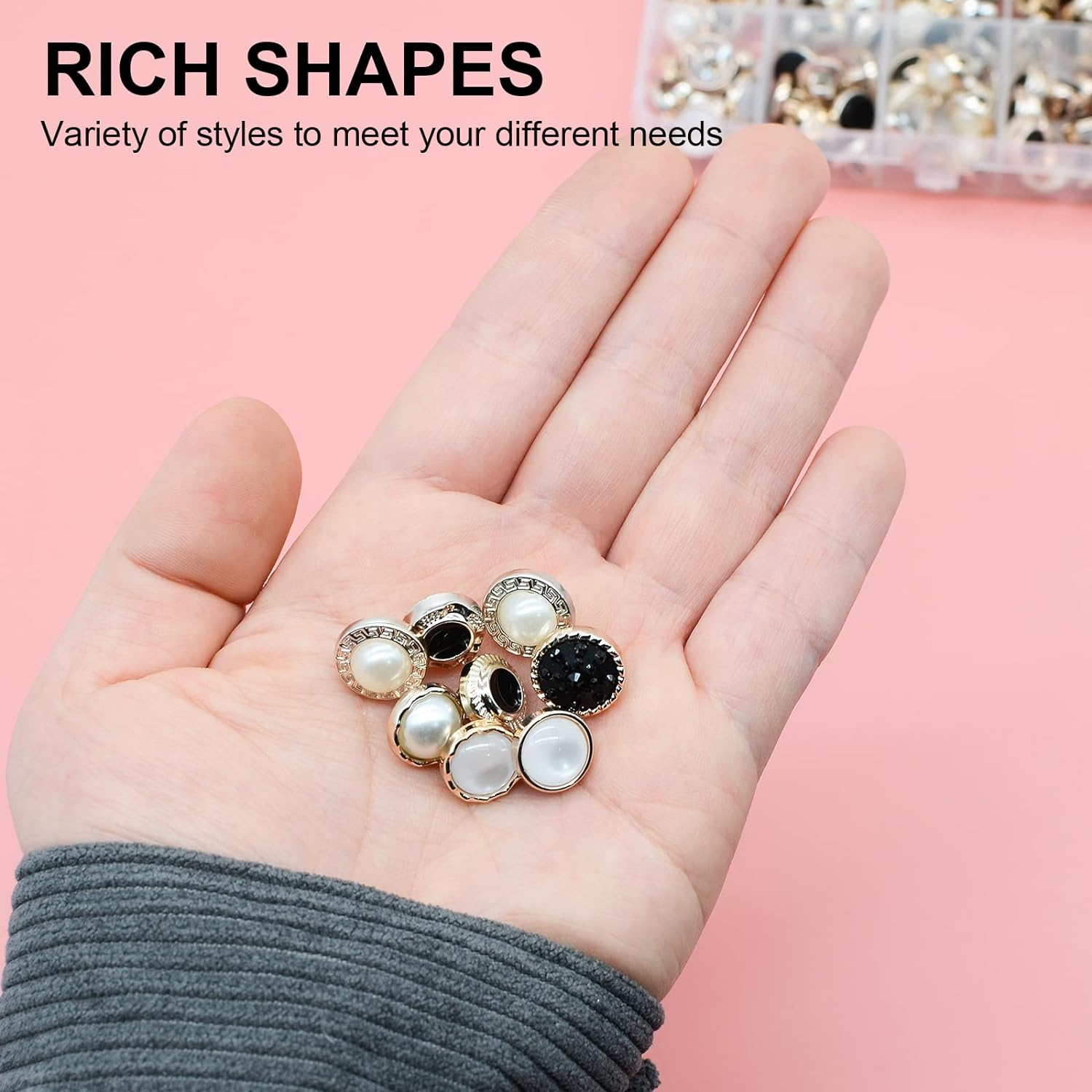 100Pcs round Assorted Pearl Buttons, Resin White Pearl Button, Vintage Clothes Sewing Button(10Mm,11Mm,12Mm) with Storage Box, for Crafts Wedding Dress DIY Project image number 4