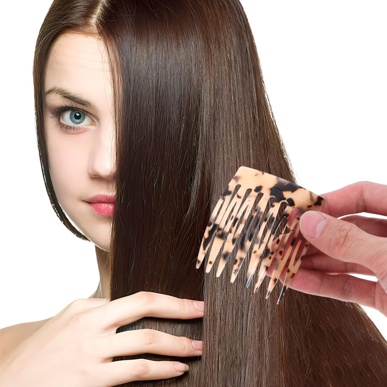 FRCOLOR Hair Side Comb for Women Lightweight Acetate Sheet Small Hair Comb Slides Stylish Styling Accessory for Fine Thin Daily Wear and Parties - As Shown1X2Pcs image number 3