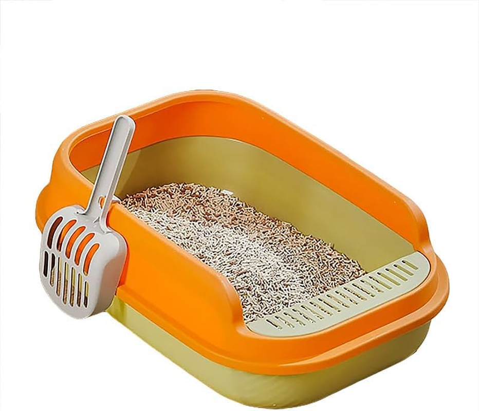 AIMALL Semi-Closed Large Cat Litter Box &ndash; High-Sided Anti-Splash Design, Thickened PP Material, 20.3In Spacious Pet Toilet with Detachable Rim, Includes Scoop