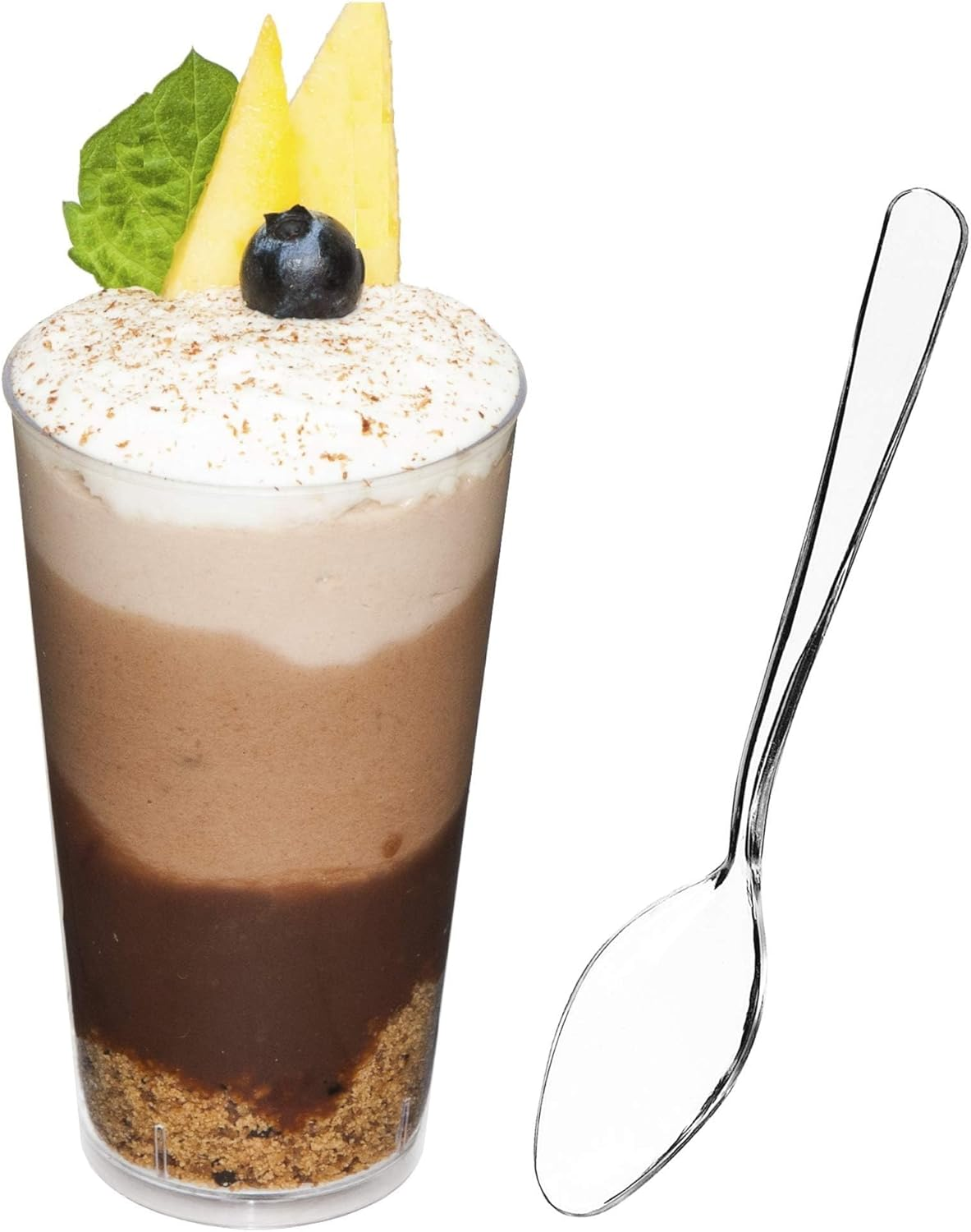 Dlux Mini Dessert Cups (90 Ml X 100 Pcs) Clear Plastic Parfait Appetizer Cups, Shooter 3 Oz Small Reusable Bowl for Party Desserts Appetizers - with Recipe Ebook