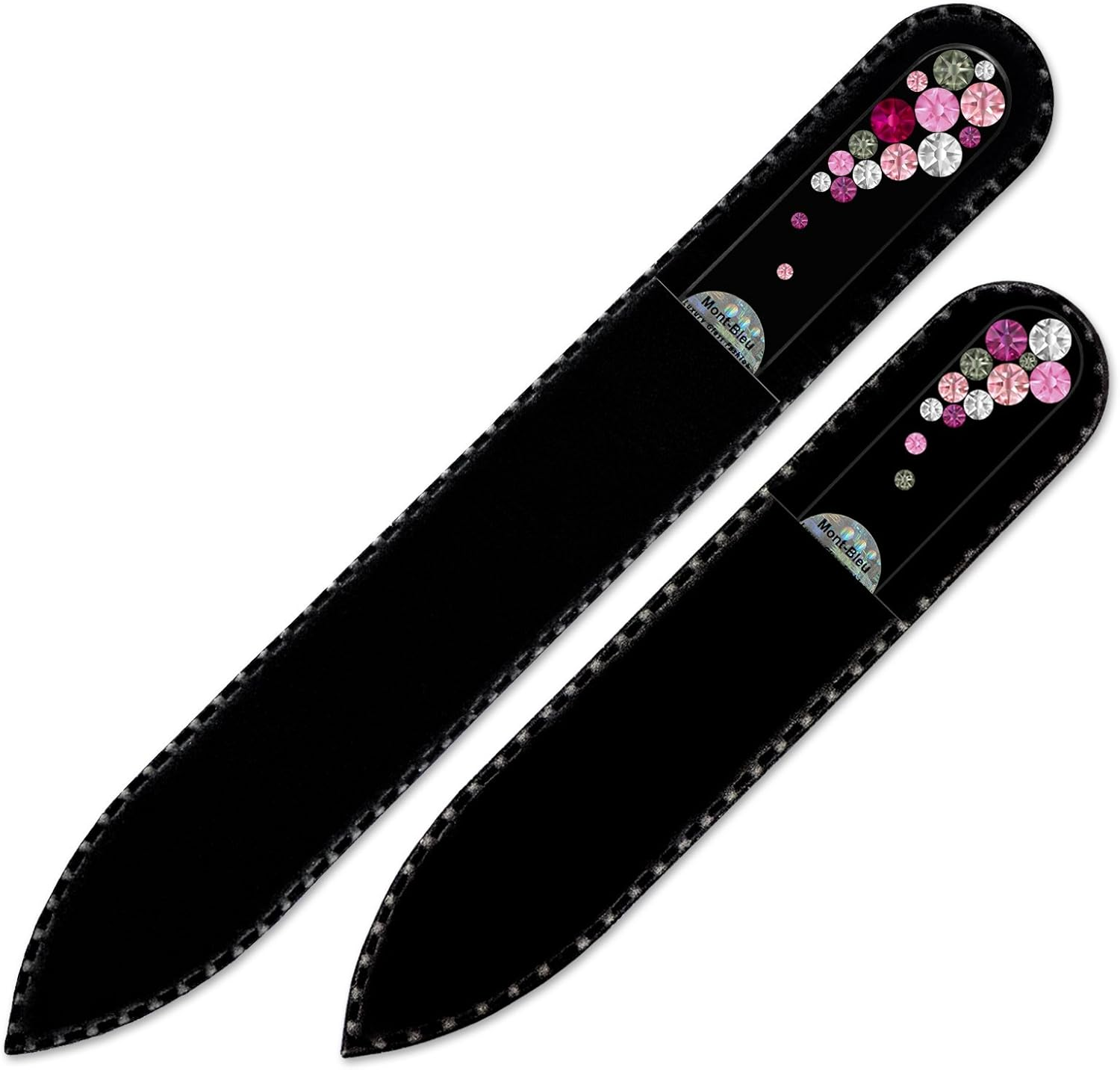 Nail File - Mont Bleu Premium Set of 2 Glass Nail Files Hand Decorated with Crystals - Genuine Czech Tempered Glass - Gifts for Women - Best Glass Nail Files for Natural Nails image number 2