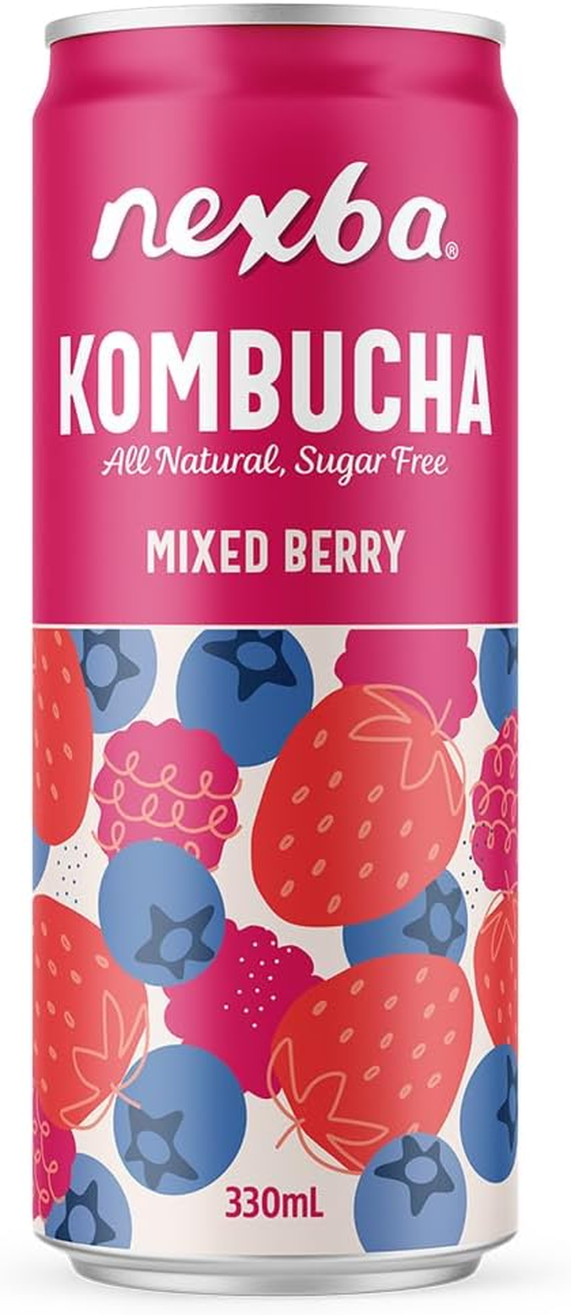 Nexba Kombucha &ndash; Mixed Berry &ndash; All Natural Sugar Free &ndash; 24 X 330Ml Cans image number 2