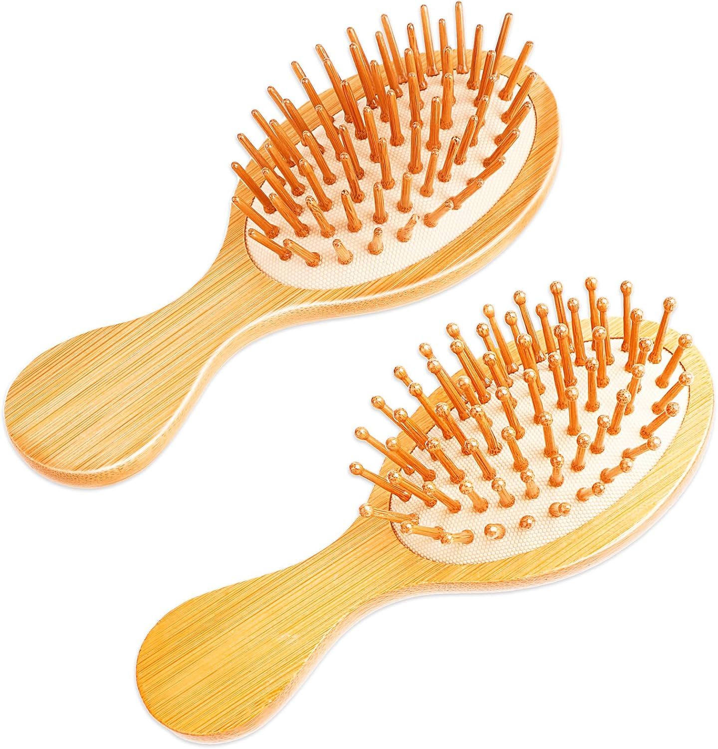 2 PCS Bamboo Hair Brush,Bamboo Brush Mini Hair Brush Anti-Static Travel Brushes for Hair Massage Scalp Detangling Brush Yellow Mini Hairbrush Natural Wooden Pocket Travel Small Hair Brush for All Hair image number 5