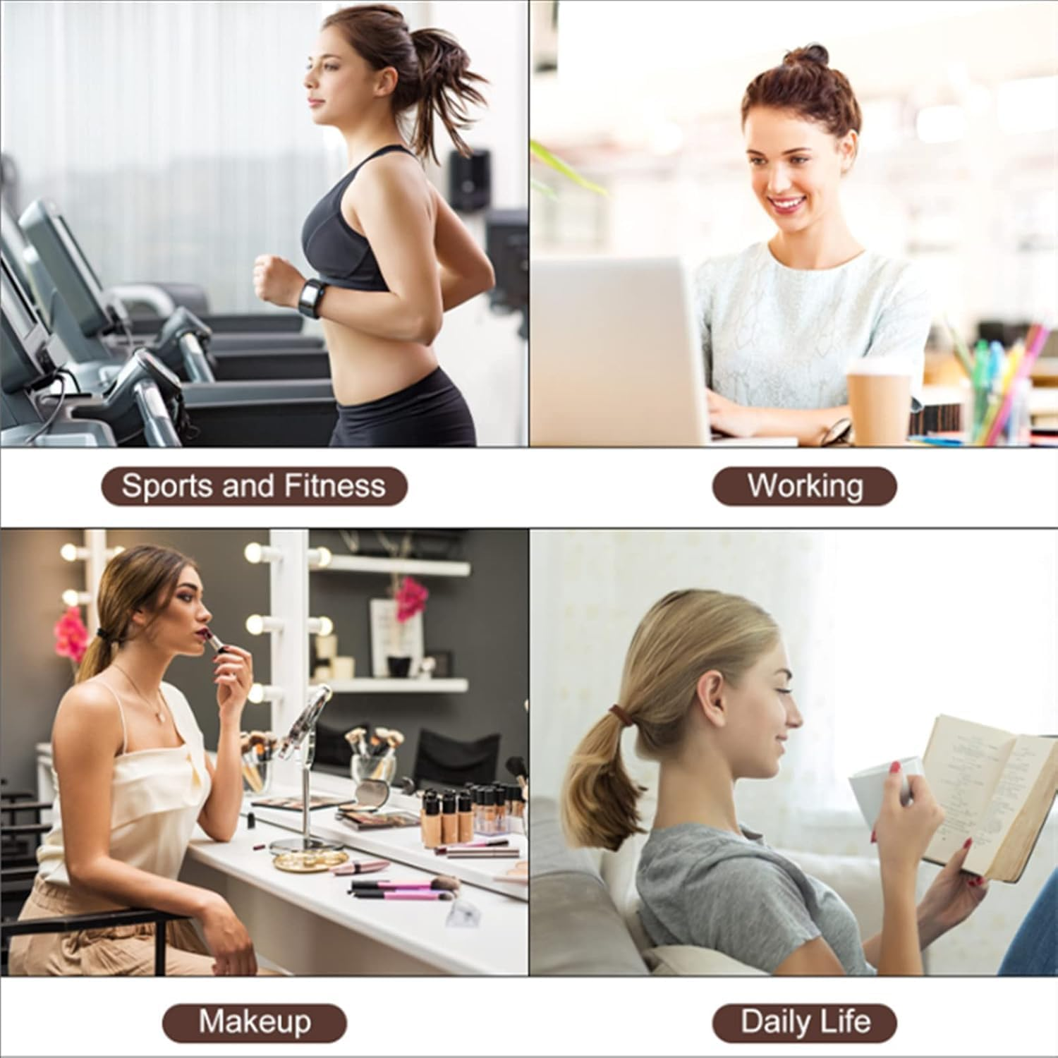 Elastic Hair Ties 50 Pcs Thick Seamless Hair Bands No Damage Soft Ponytail Holders Hair Bobbles for Girls Women image number 4