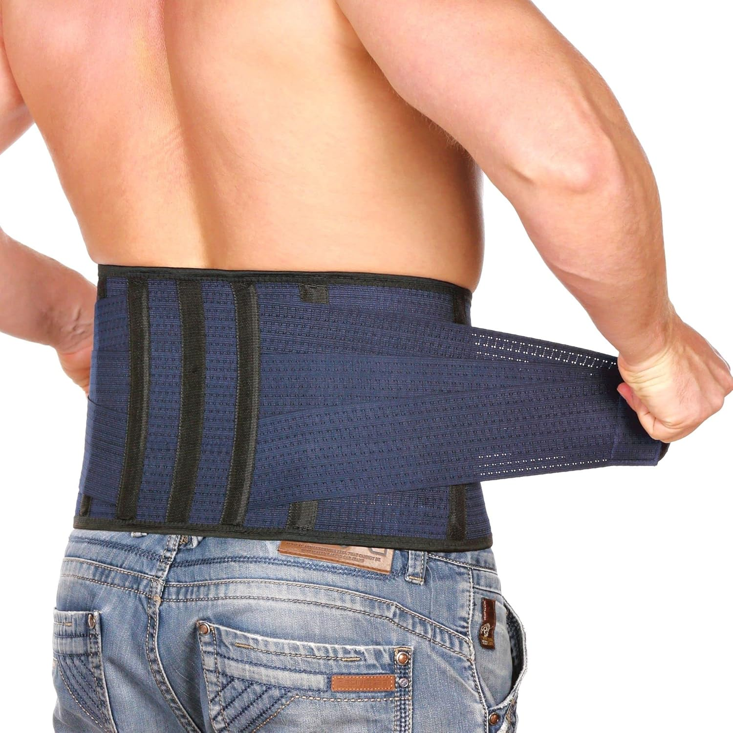 AVESTON Back Support Lower Back Brace for Back Pain Relief: Thin Breathable Rigid 6 Ribs Adjustable Lumbar Support Belt for Men/Women Keeps Spine Straight and Safe (Large) image number 5