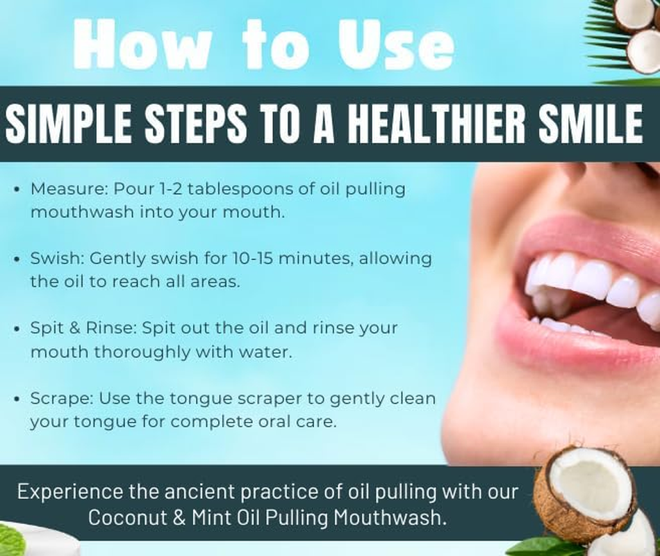 Raslok Coconut Oil Pulling, Fresh Breath and Whitening Mouthwash | Healthy Teeth & Gums, Alcohol Free, 6.7 Fl. Oz. (200Ml) image number 4