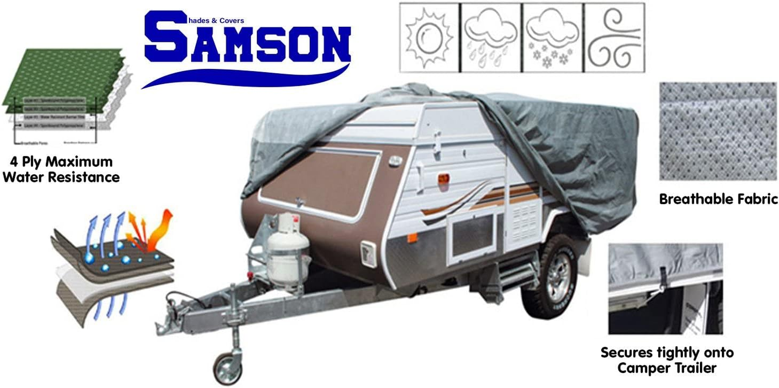 Samson Heavy Duty Trailer Camper Cover 10-12Ft image number 2