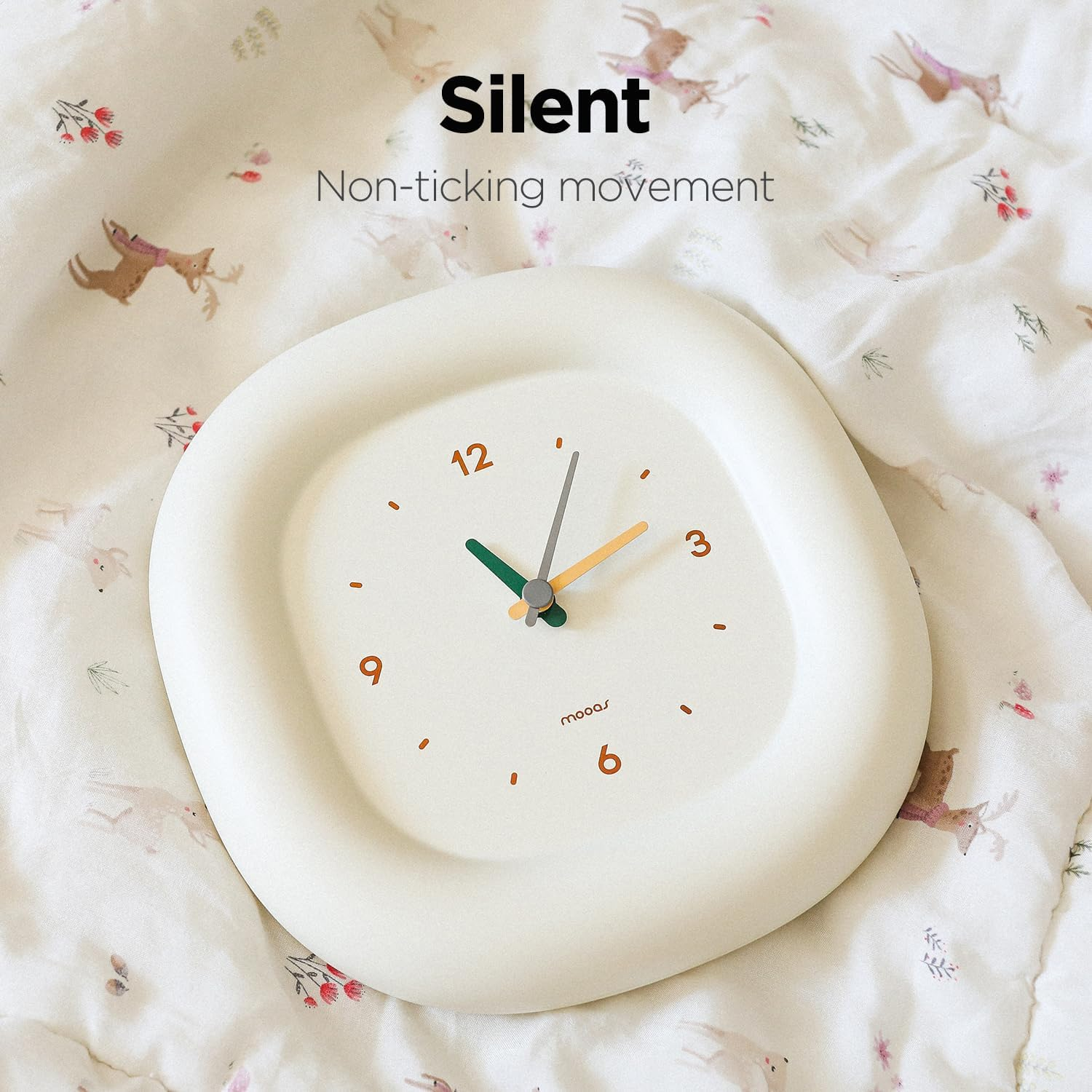 Mooas Cute Mini Analog Marshmallow Clock 6.9 Inch Aesthetic Small Silent Bedside Desk Clock Battery Operated Non-Ticking Shelf Clocks for D&eacute;cor Livingroom Bedroom Kitchen Desktop Gift Clock(Yellow) - Cream Yellow image number 2