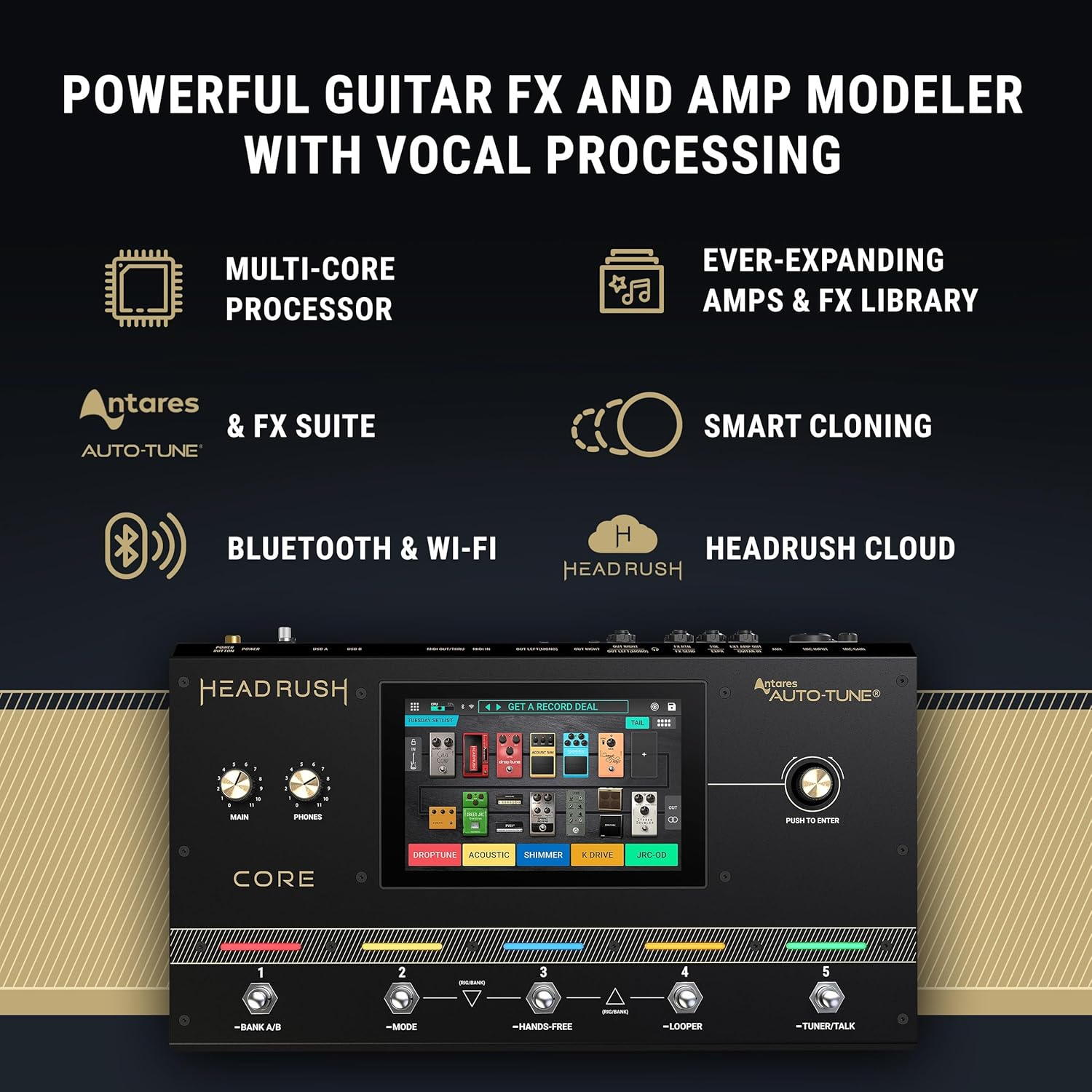 Headrush Core - Guitar and Vocal Multi Core Effects Amp Modeling Processor with Cloning, Looper, Antares Auto-Tune, Wi-Fi, Touchscreen, and Bluetooth image number 4