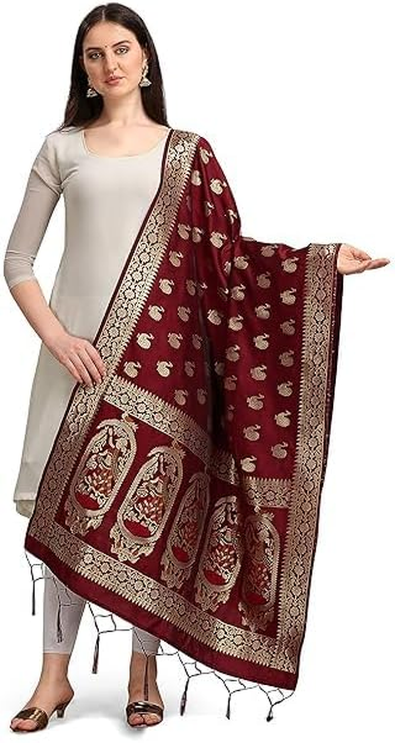 Women'S Woven Banarasi Silk Zari Dupatta/Chunni, Width 1 Meter, Length 2.5 Meter image number 3