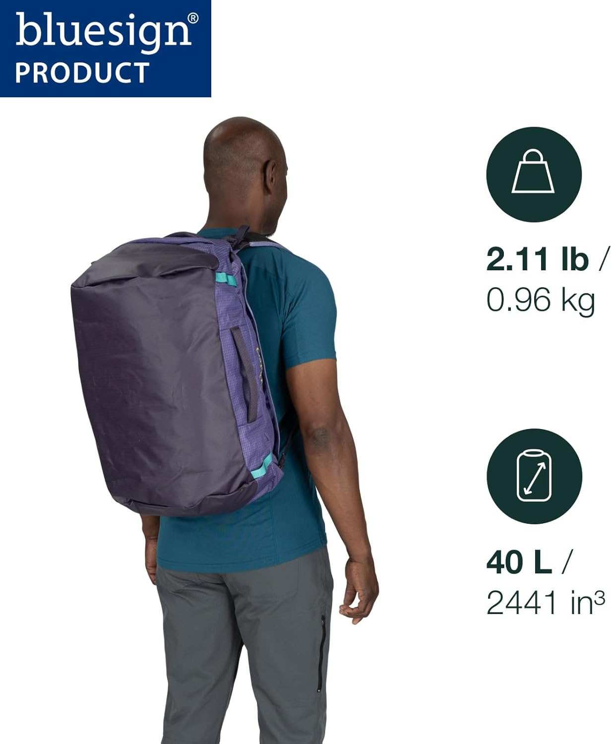 Osprey Transporter Travel Duffel Bag, Blue Flame/Nocturnal Blue, 40L image number 3