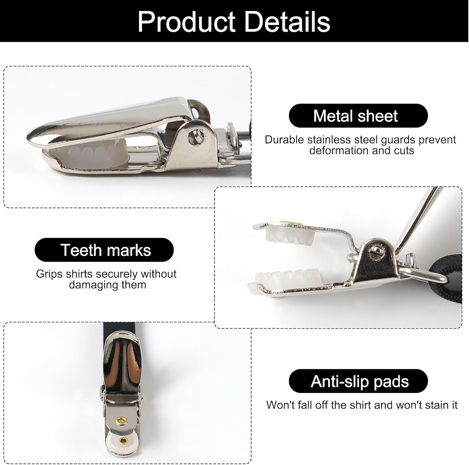 JUNART 2Pcs Men'S Elastic Shirt Garters Feature Non-Slip Duckbill Clips and Adjustable Straps, for Formalwear, Workwear and Suit Combinations image number 3