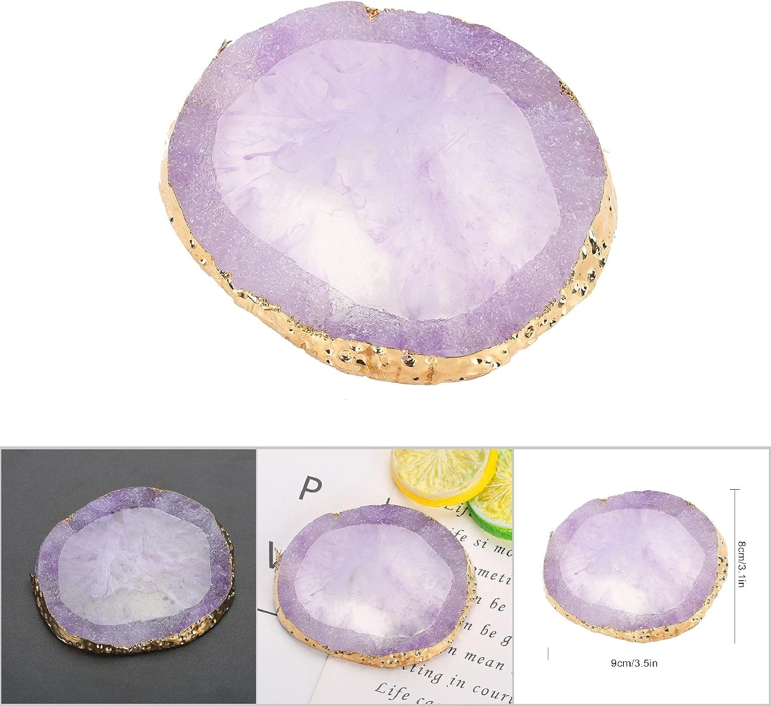 Generic Resin Nail Art Palette Professional Texture Mixing Foundation Lipsticks Color Dish for Manicure Resin Stone Nail DIY Tool Golden for Art Salon (Black) - Green image number 2