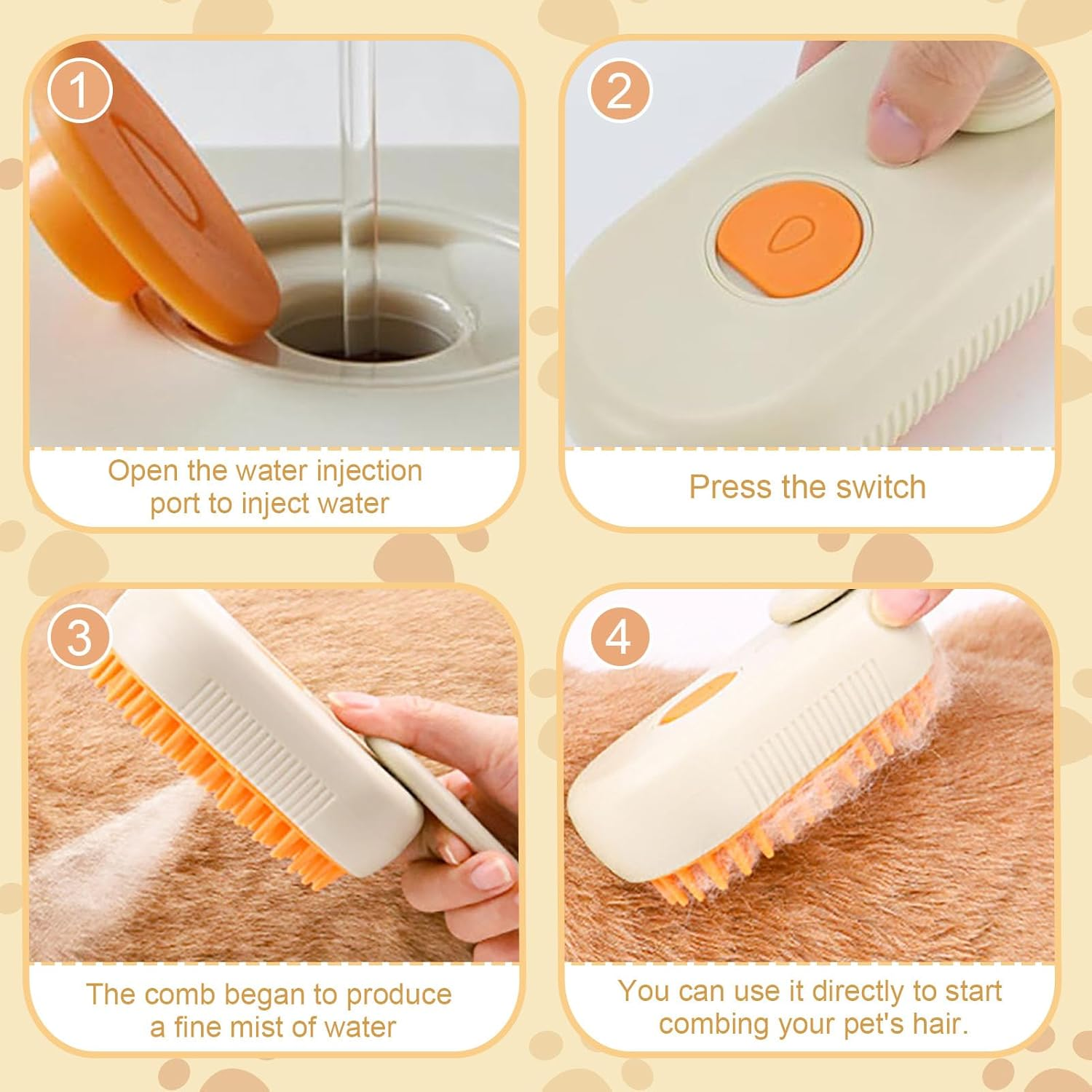 Pack of 2 Cat Brushes with Steam, 3-In-1 Steam Brush Cat, Steam Cat Cleaning Brush, Multifunctional Dog Steam Brush, Self Cleaning Steamy Cat Brush, for Cats and Dogs for Hair Removal image number 3