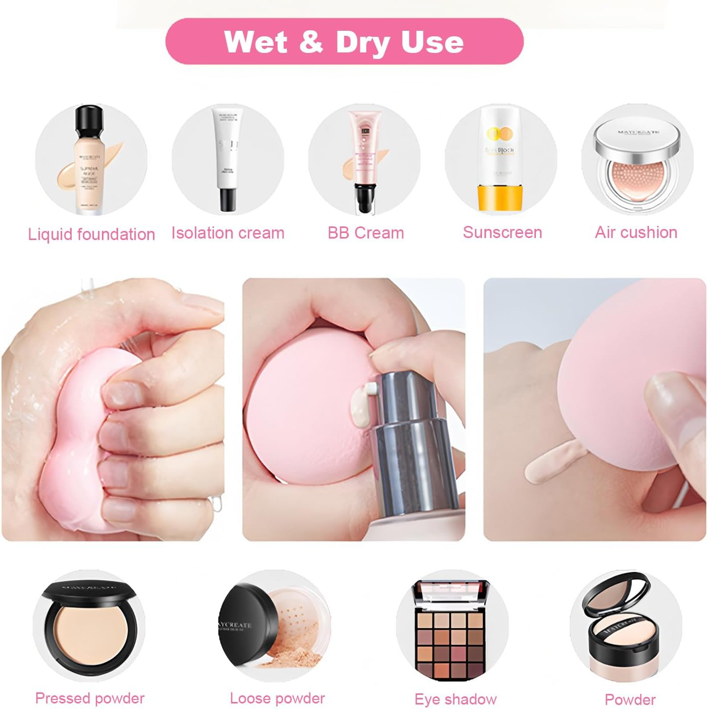 14 Pcs Makeup Sponge Set - Latex Free Blender Beauty Sponges for for Foundation, Liquid, Powder,Flawless Face Makeup Multi-Colored Foundation & Powder Applicators (Brown)