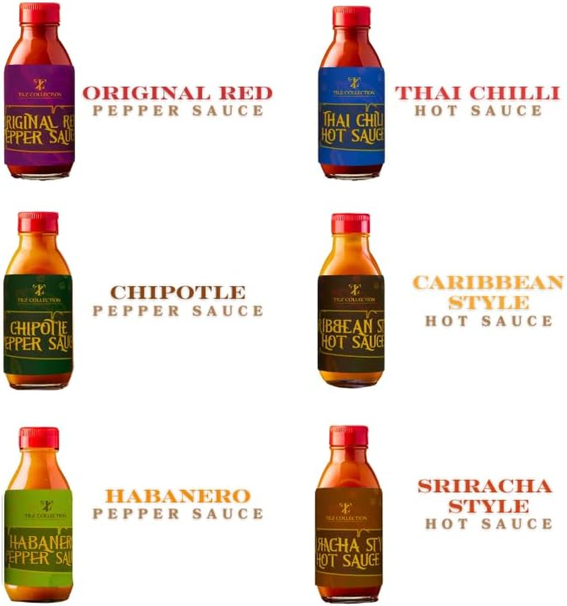 Tilz, Hot Sauce Gift Set - Street Food Chilli Sauce Gift Set, Gourmet Food Gifts - Buffalo, Sriracha, Chilli, Bbq Sauces, Chipotle - 6X Hot Sauce Bottles for BBQS, Foodie Gifts, Hot Sauce Gift Sets image number 3