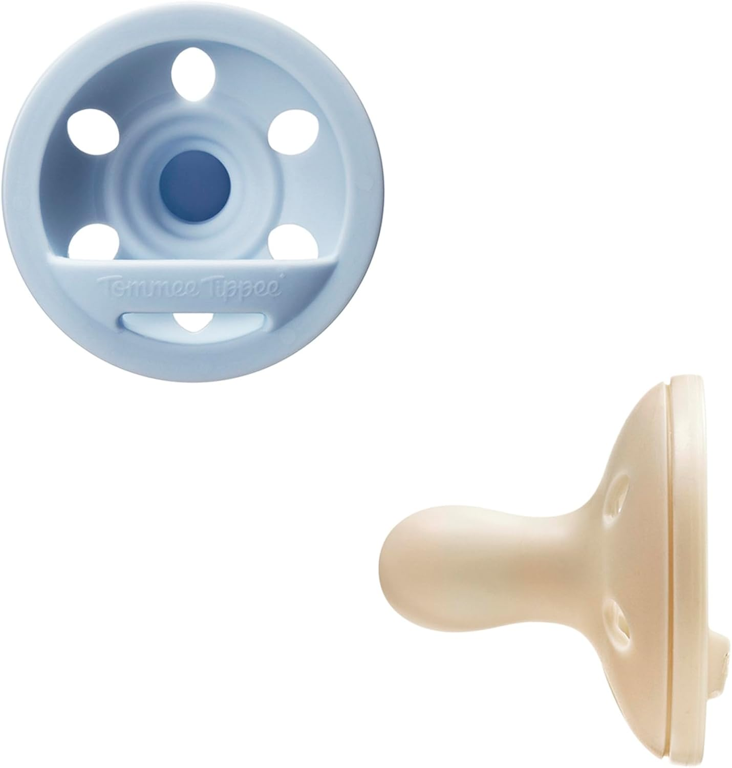 Tommee Tippee Breast-Like Soother, Lightweight, One-Piece Silicone Design, Symmetrical Teat, 0-6M, 2 Pack