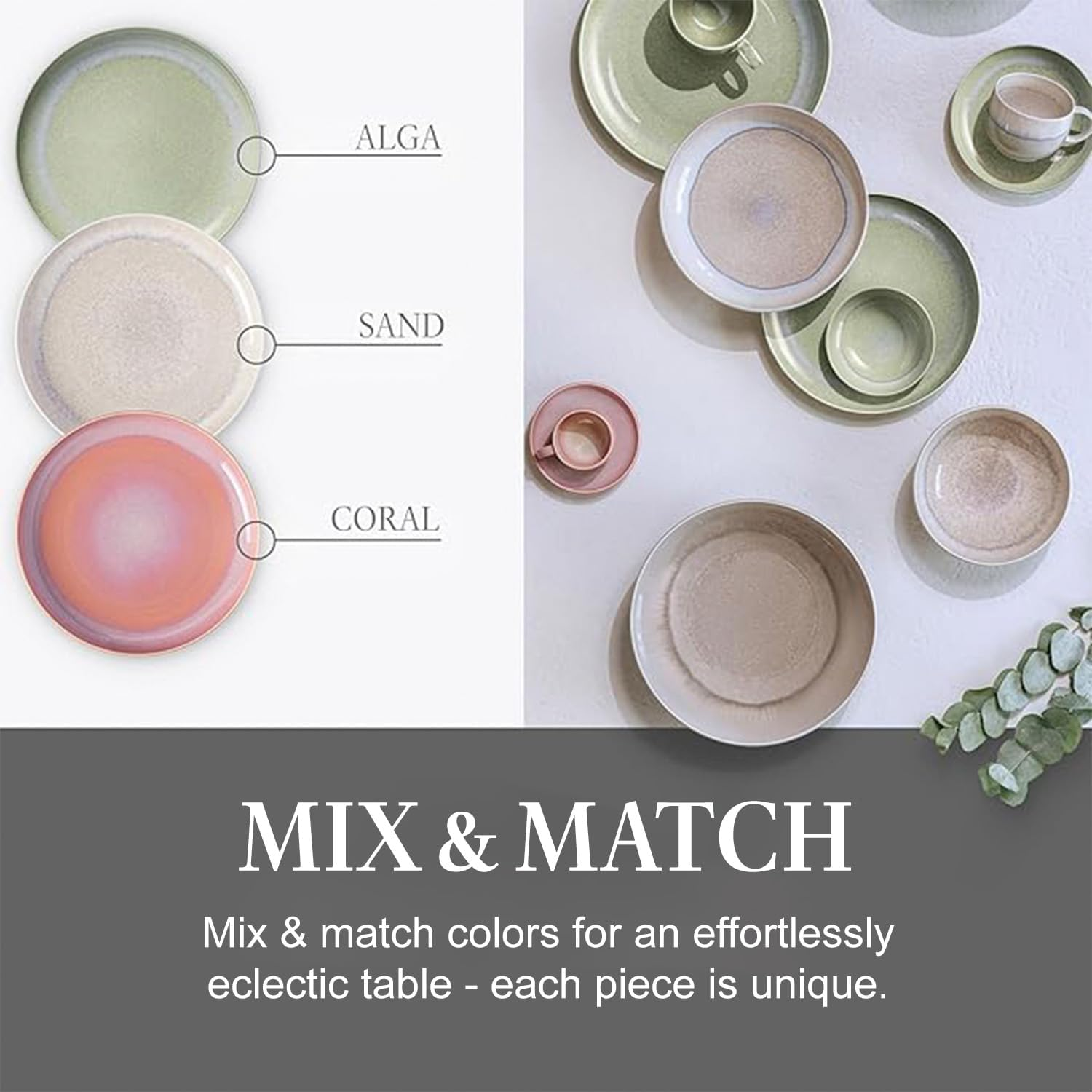 Like. by Villeroy & Boch Perlemor Alga Dinner Plate, 271 Mm, Premium Porcelain, Unique Effect Glaze