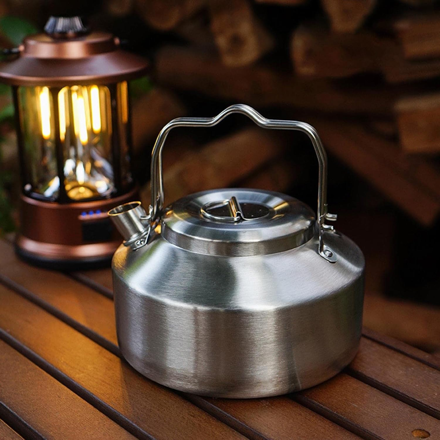 Amagogo Camping Kettle Tea Kettle Small for Open Fire Double anti Scald Handle Lightweight Outdoor Kettle Camp Tea Coffee Pot for Backpacking Hiking