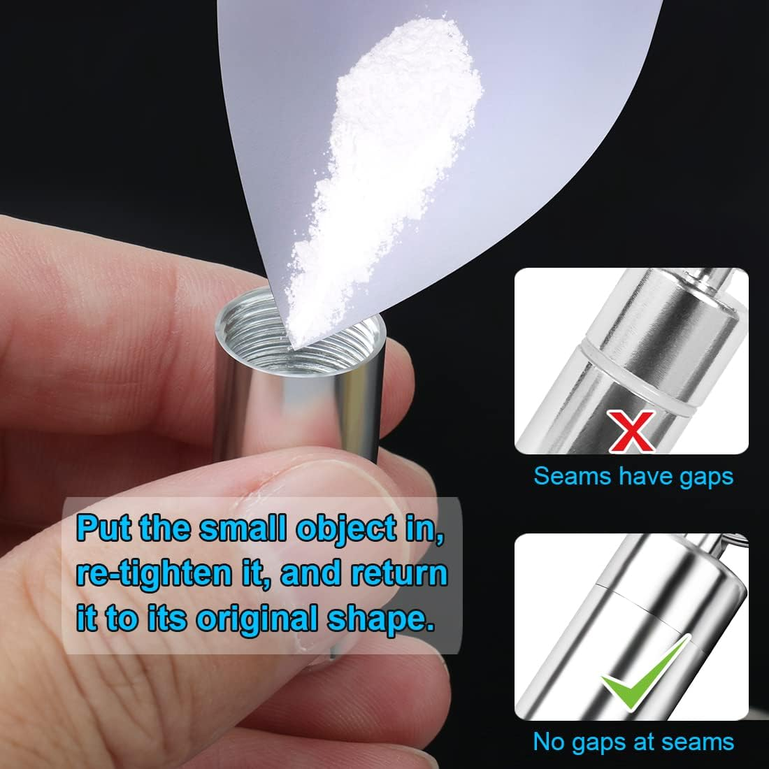 Chunlongfour Waterproof Cremation Pet Urns Keychain for Dogs Ashes, Cylinder Cat Dog Urn for Pet Ashes Cremation Keepsake Memorial Ashes Jewelry Pend - Cylinder Silver 2 Pcs image number 3