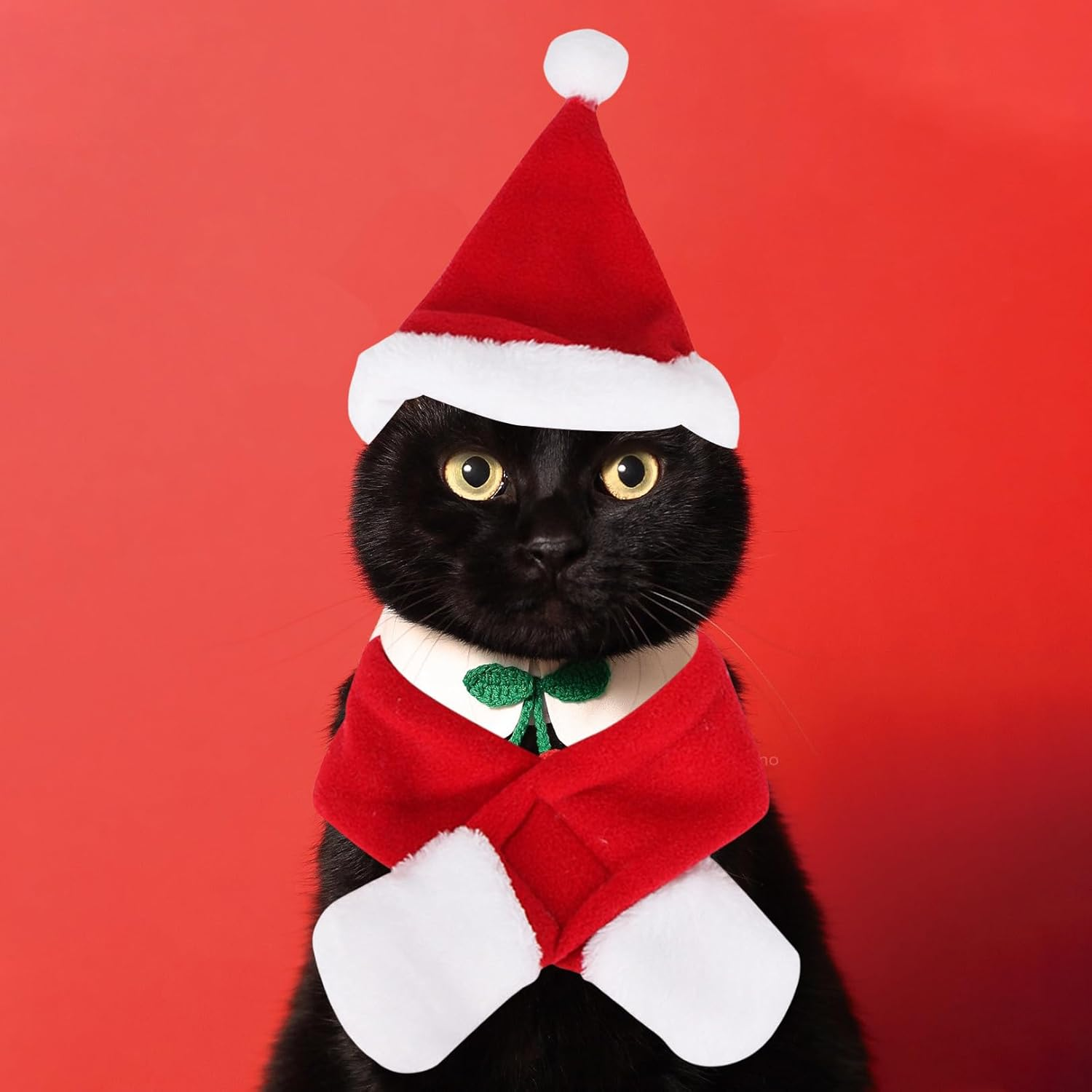 Pack of 2 Christmas Cat Costume, Christmas Hat, Cat Pet Costume, Dog Christmas Costume, Scarf with Hat Set, Clothing, Christmas, for Pets, Christmas Decorations image number 5