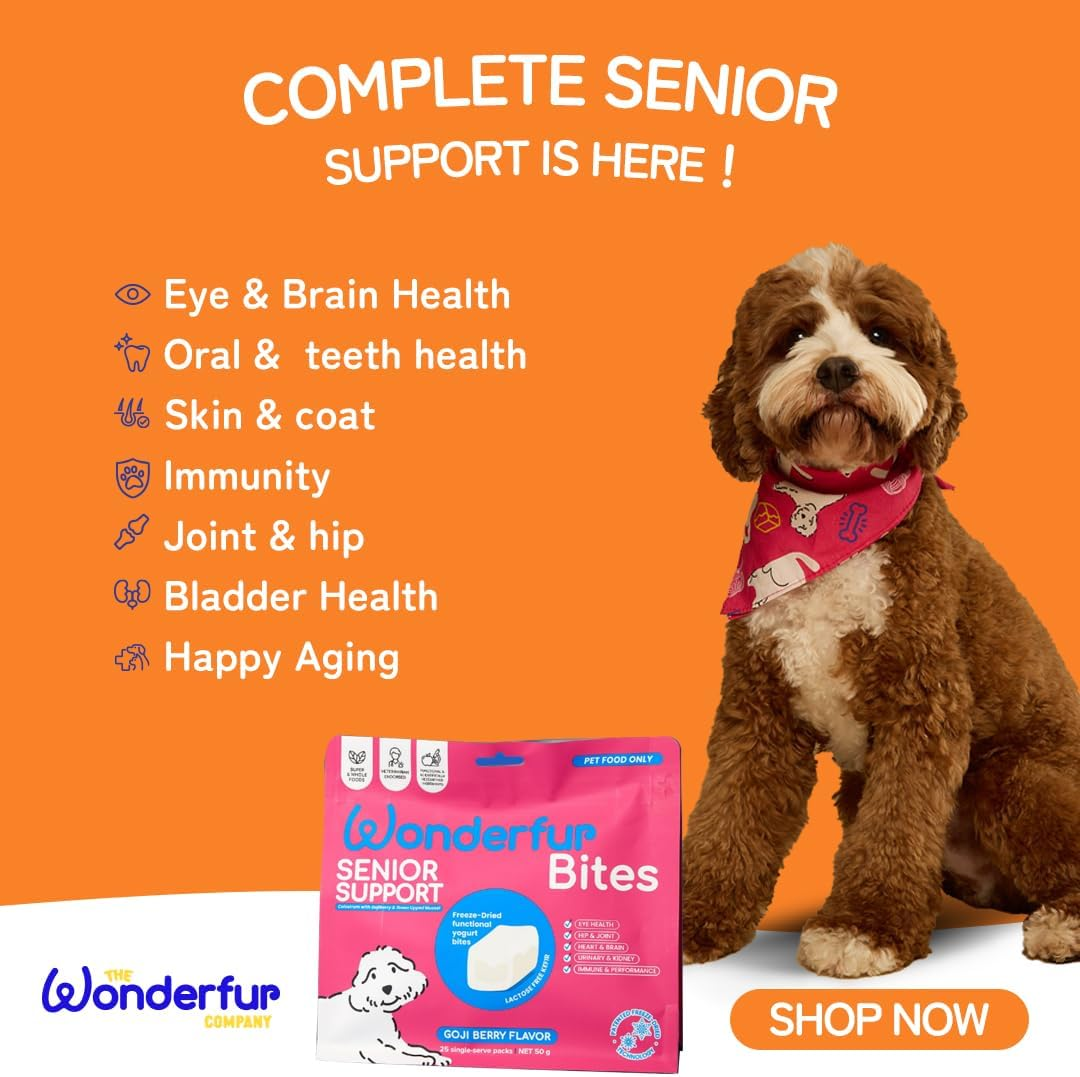 Wonderfur Senior Support Bites - Freeze-Dried, Vet-Endorsed Probiotic & Kefir Yogurt Treats with Superfoods & Nutrients for Senior Dogs, Human-Grade image number 1