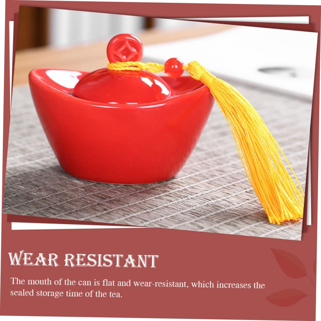 FELTECHELECTR Ceramic Tea Canister Sealed Storage Jar for Loose Tea-Leaf Mini Airtight Lid as Home Tea Spice Jar image number 2