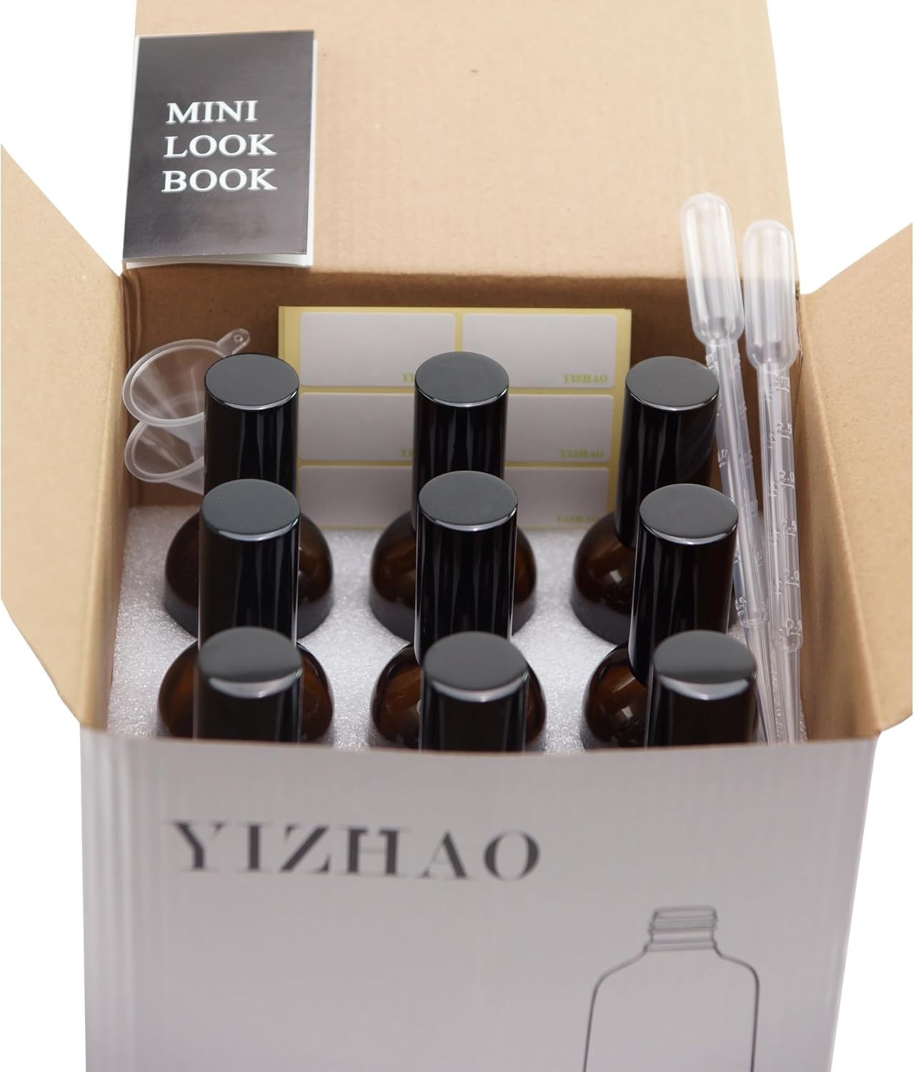 YIZHAO Transparent Spray Bottle 100 Ml, Small Glass Spray Bottle with Atomiser for Essential Oils, Cosmetics, Perfume, Cleaning, Travel Bottle, Pharmacist, Set - 9 Pieces image number 6