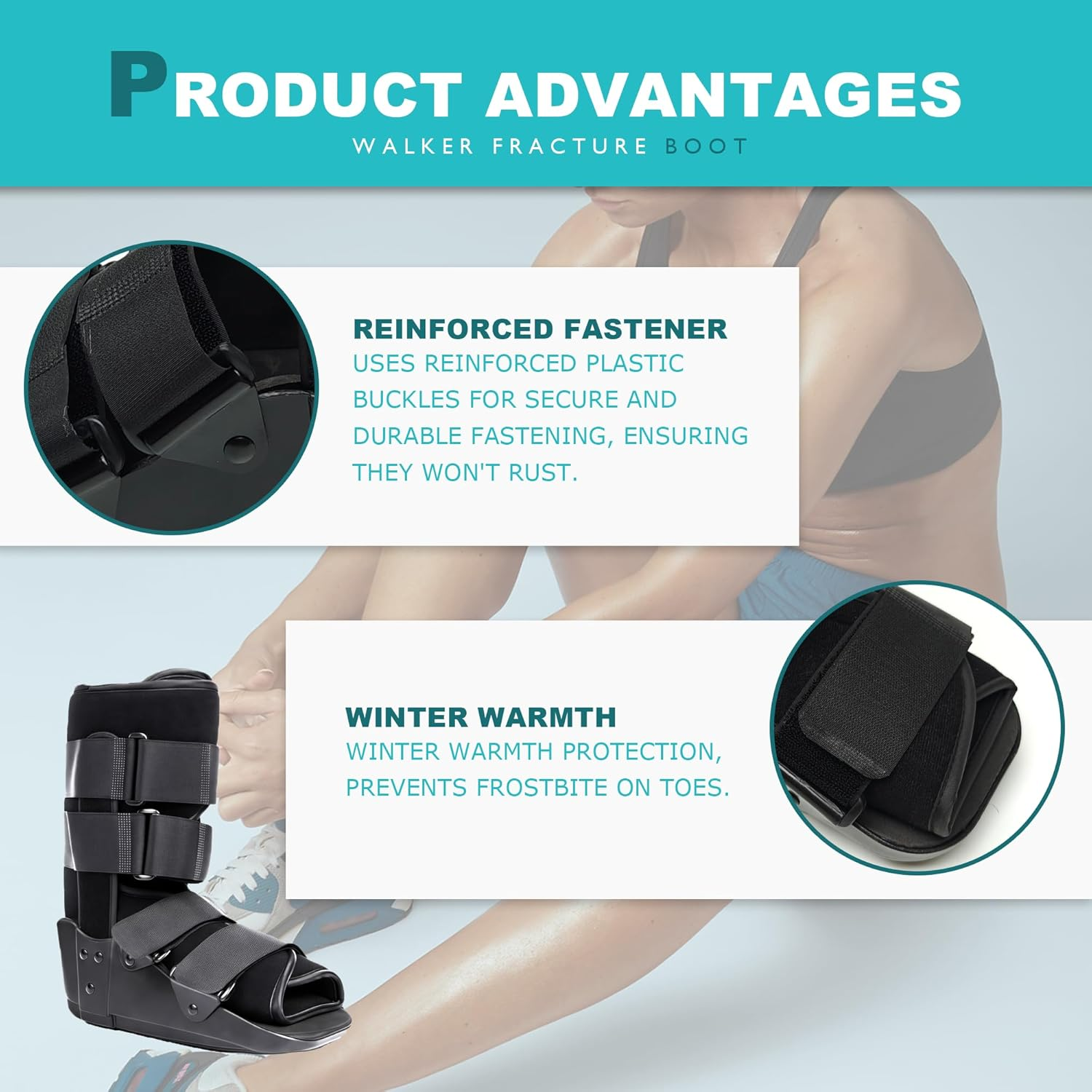 STRONGBERRY Walking Boot - Short Brace Fracture Walker Boot for Fractured Foot, Sprained Ankle, Achilles Tendon Injury (M-27Cm) image number 1